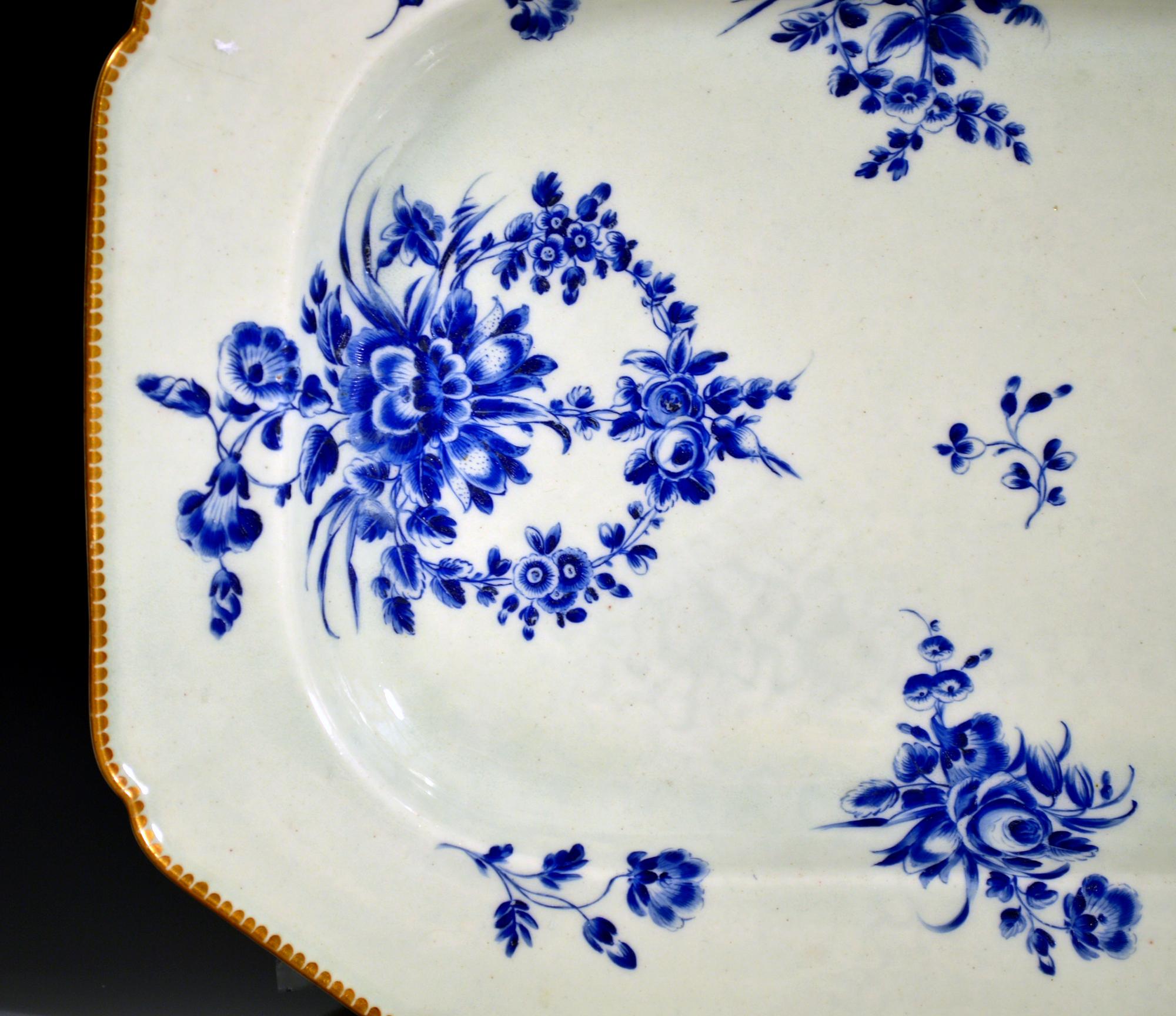 18th-Century First Period Worcester Porcelain Dry Blue Enamel Large Dish 4