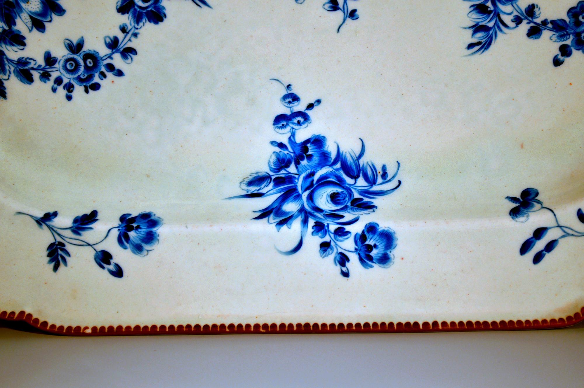 18th-Century First Period Worcester Porcelain Dry Blue Enamel Large Dish 5