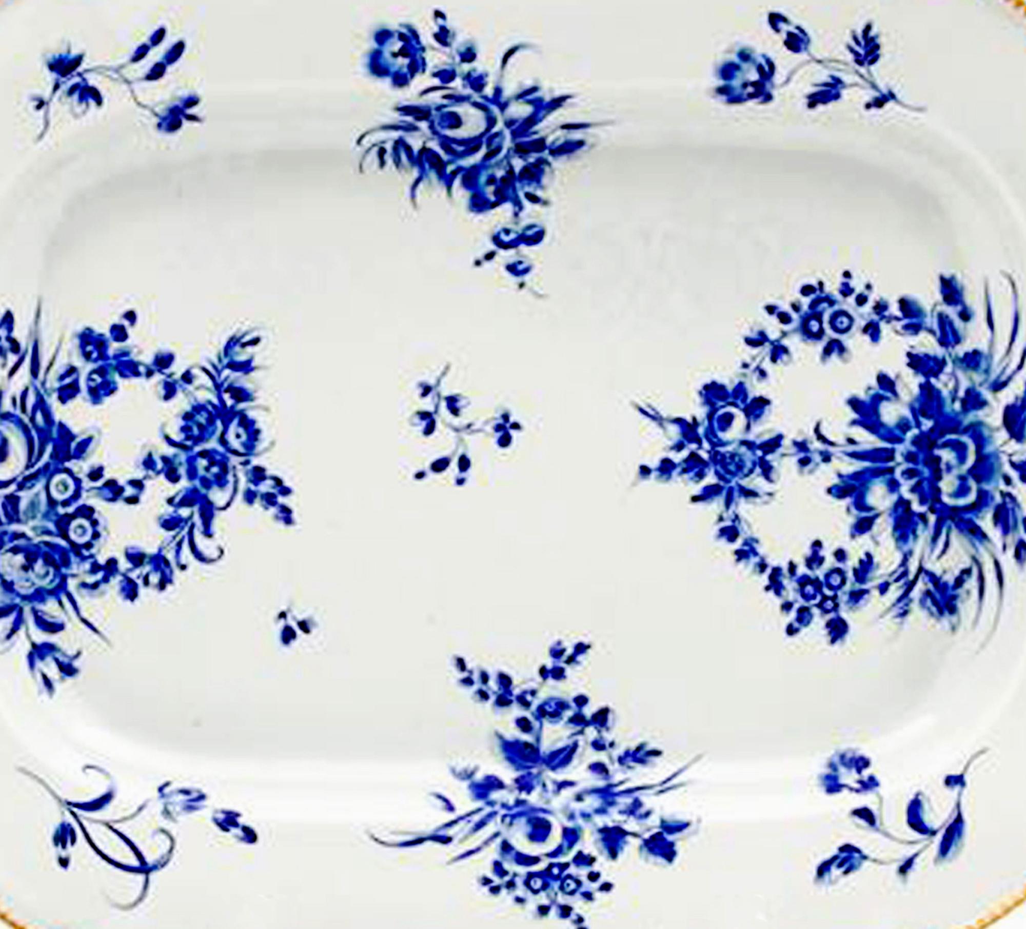 18th-Century First Period Worcester Porcelain Dry Blue Enamel Large Dish 2