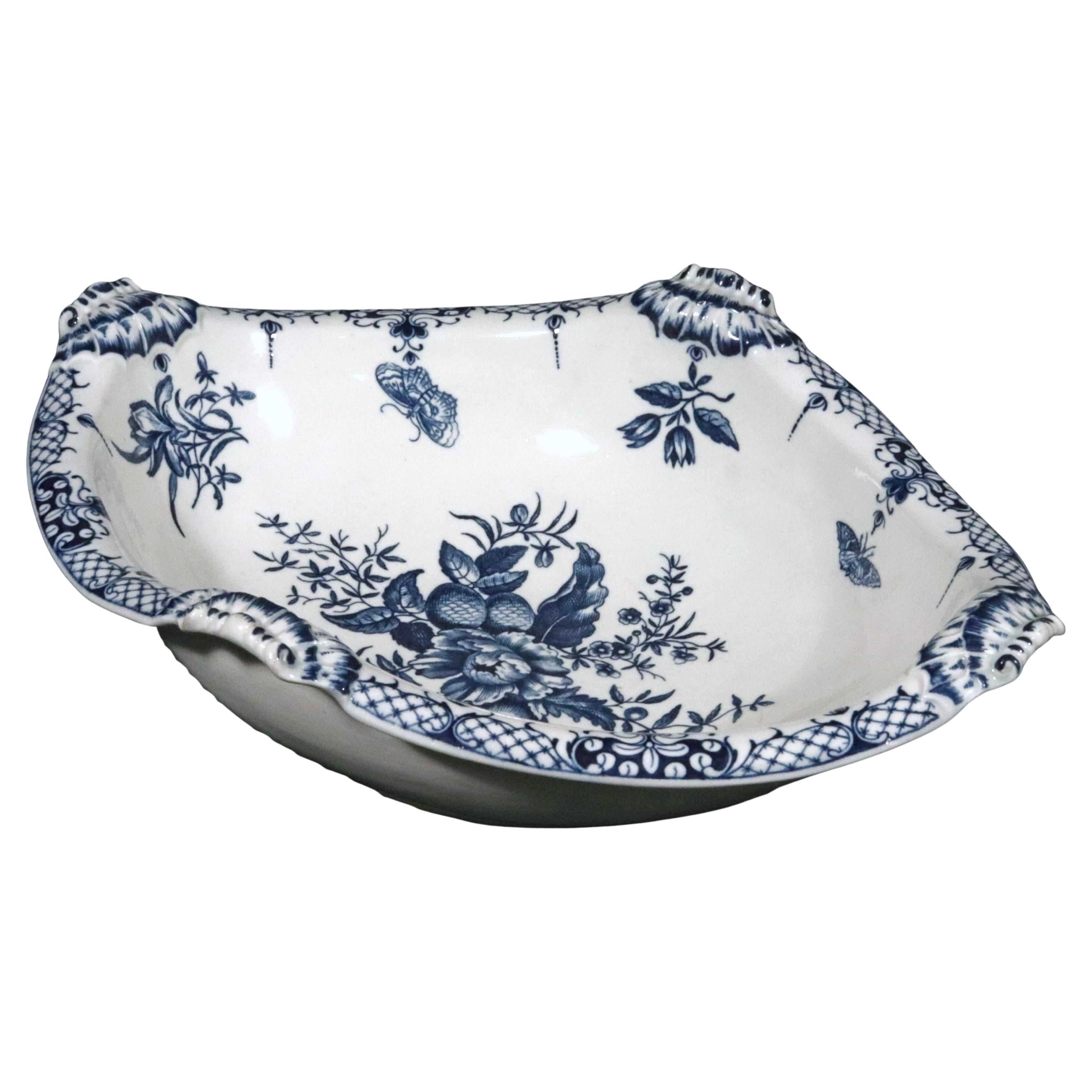 18th Century First Period Worcester Porcelain Pine Cone Pattern Shaped Basin For Sale