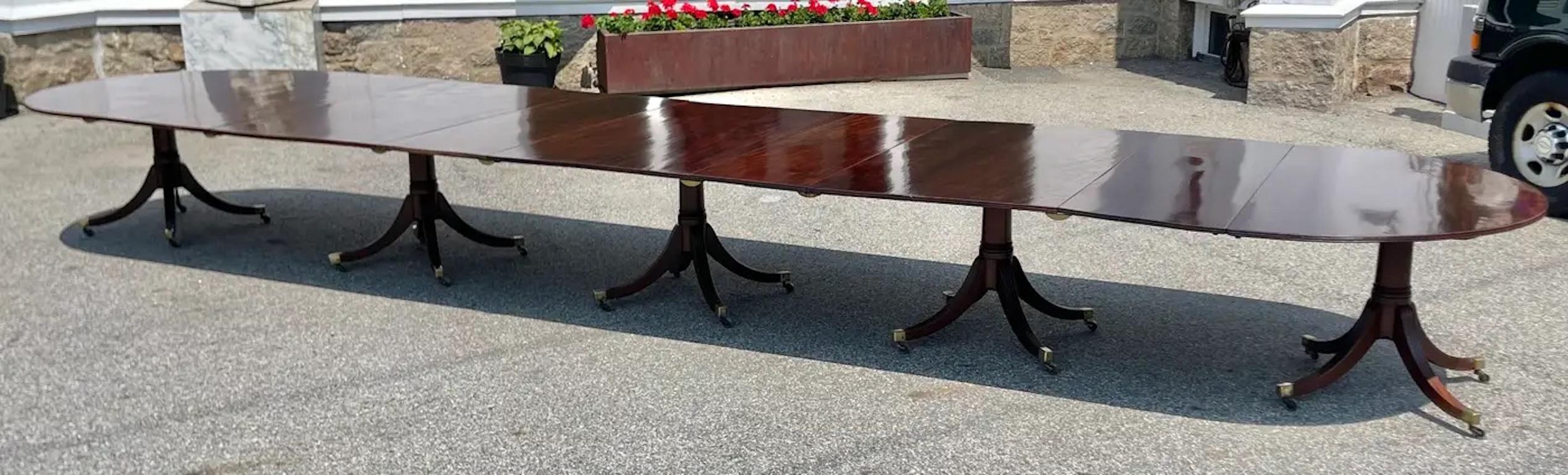 English  18th Century Five Pedestal Mahogany Dining Table from The Goddard Family  For Sale