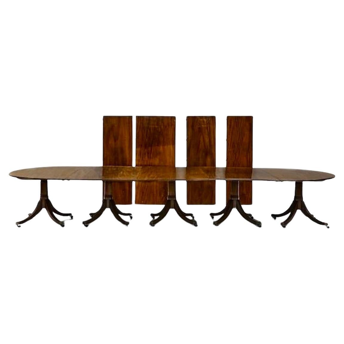  18th Century Five Pedestal Mahogany Dining Table from The Goddard Family 