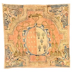 Arazzo fiammingo del XVIII secolo con grande stemma realizzato a mano