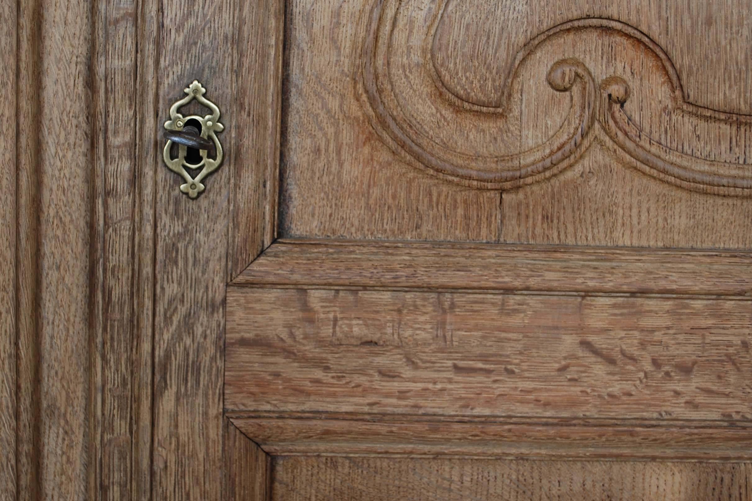 18th Century Flemish Louis XIV Two-Door Cleaned Oak Cabinet 1