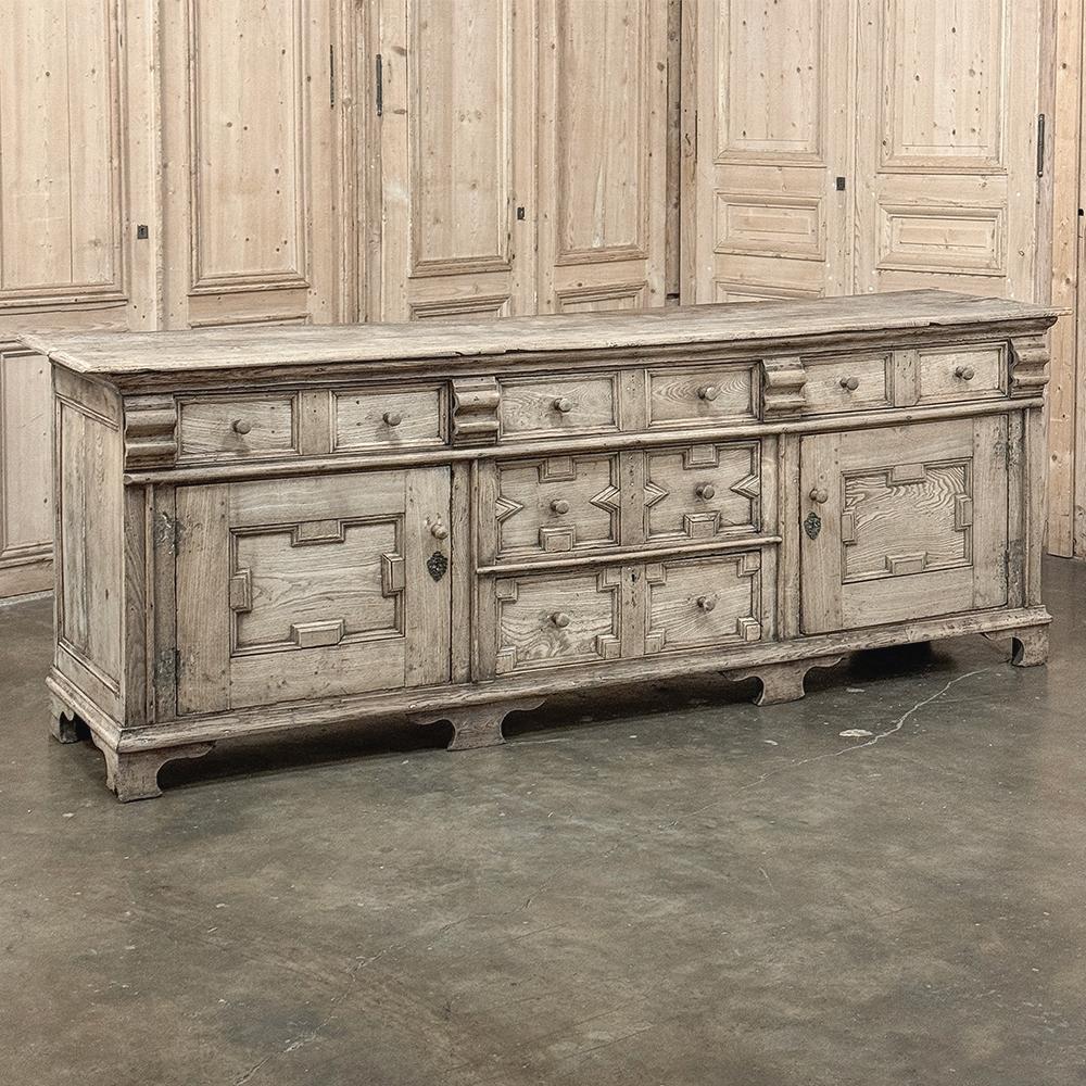 18th Century Flemish Neoclassical Credenza ~ Sideboard in Stripped Oak is a timeless reminder of the impact of the ancient Greek and Roman civilization across the millennia!  The lower height of this design makes it useful in any room, including