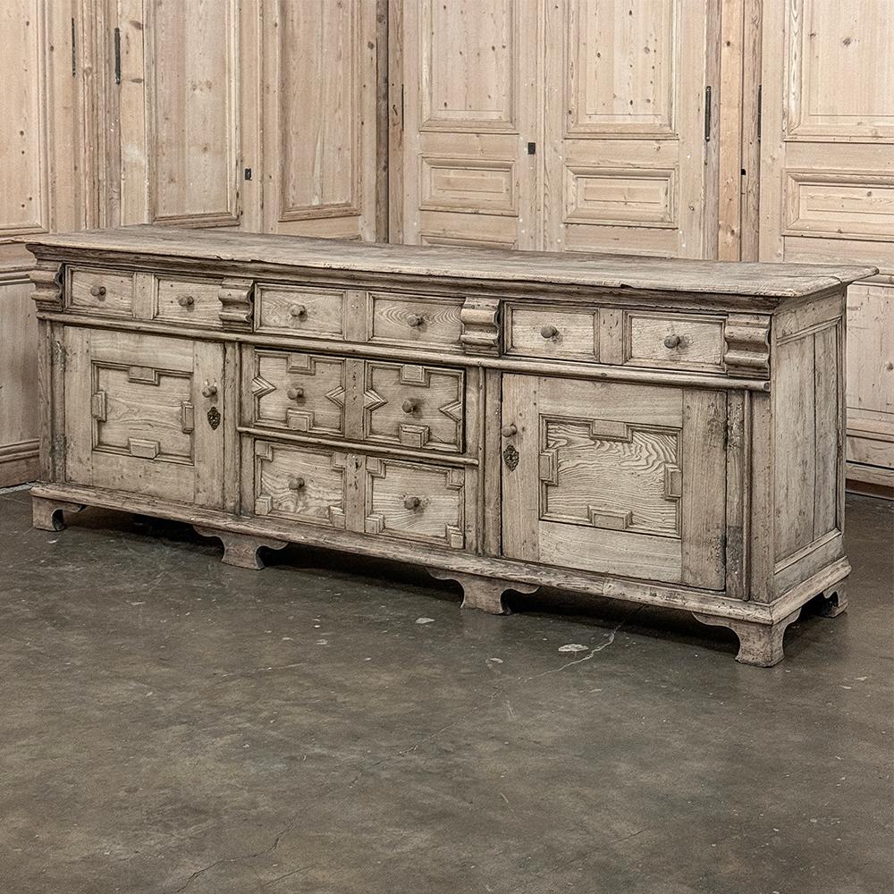 Neoclassical Revival 18th Century Flemish Neoclassical Credenza ~ Sideboard in Stripped Oak For Sale