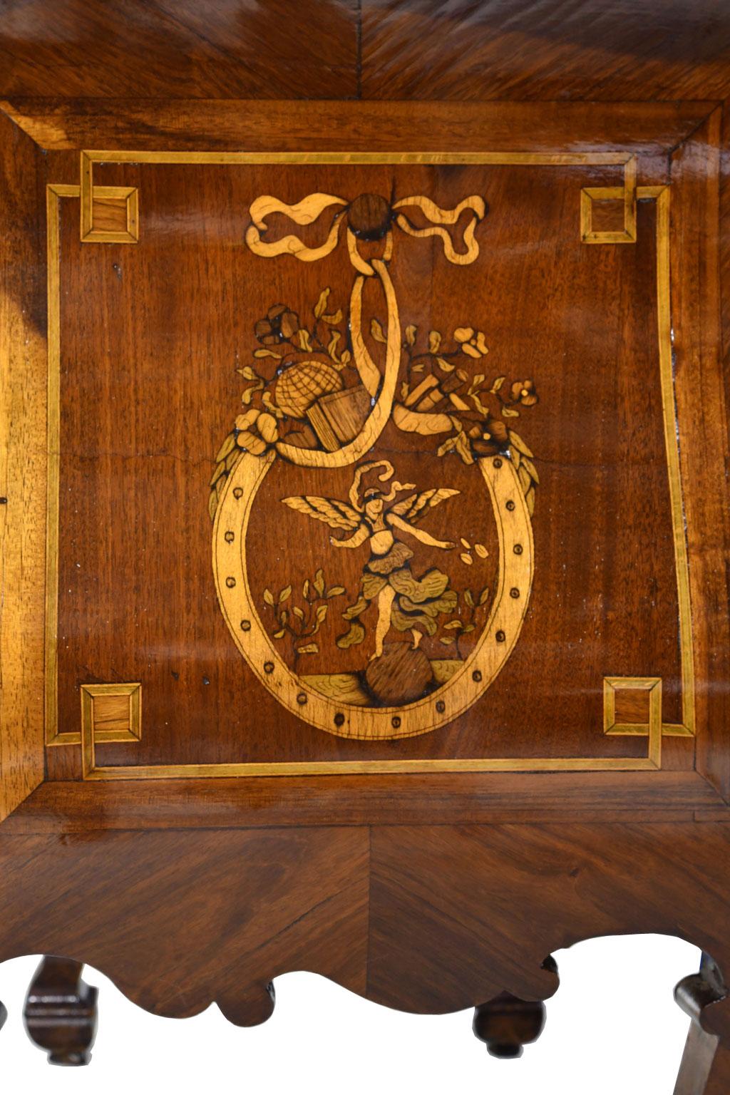 Antique Italian or Dutch Small Rococo Bombe Secretary Desk w/ Marquetry, c 1870 For Sale 8