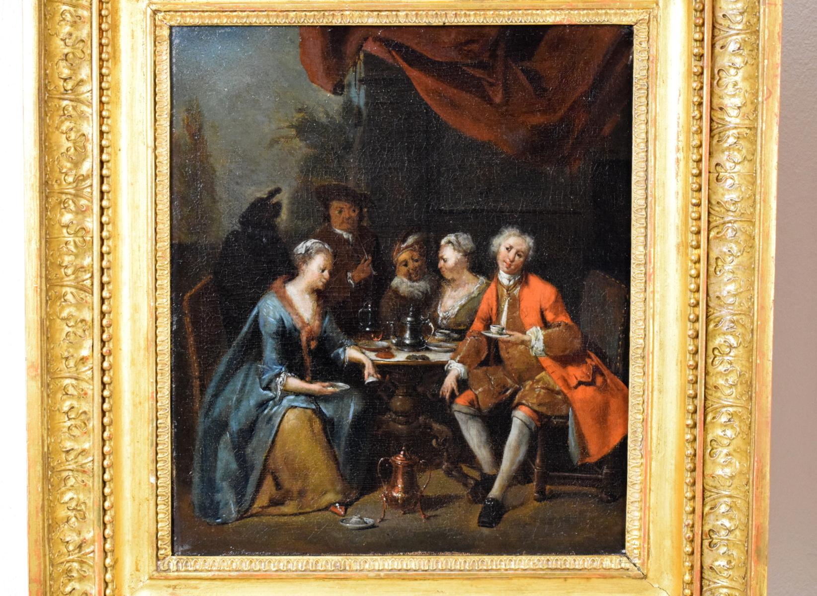 Peinture flamande du 18ème siècle, scène de banquet et de danse de Jan Baptist Lambrecht en vente 3