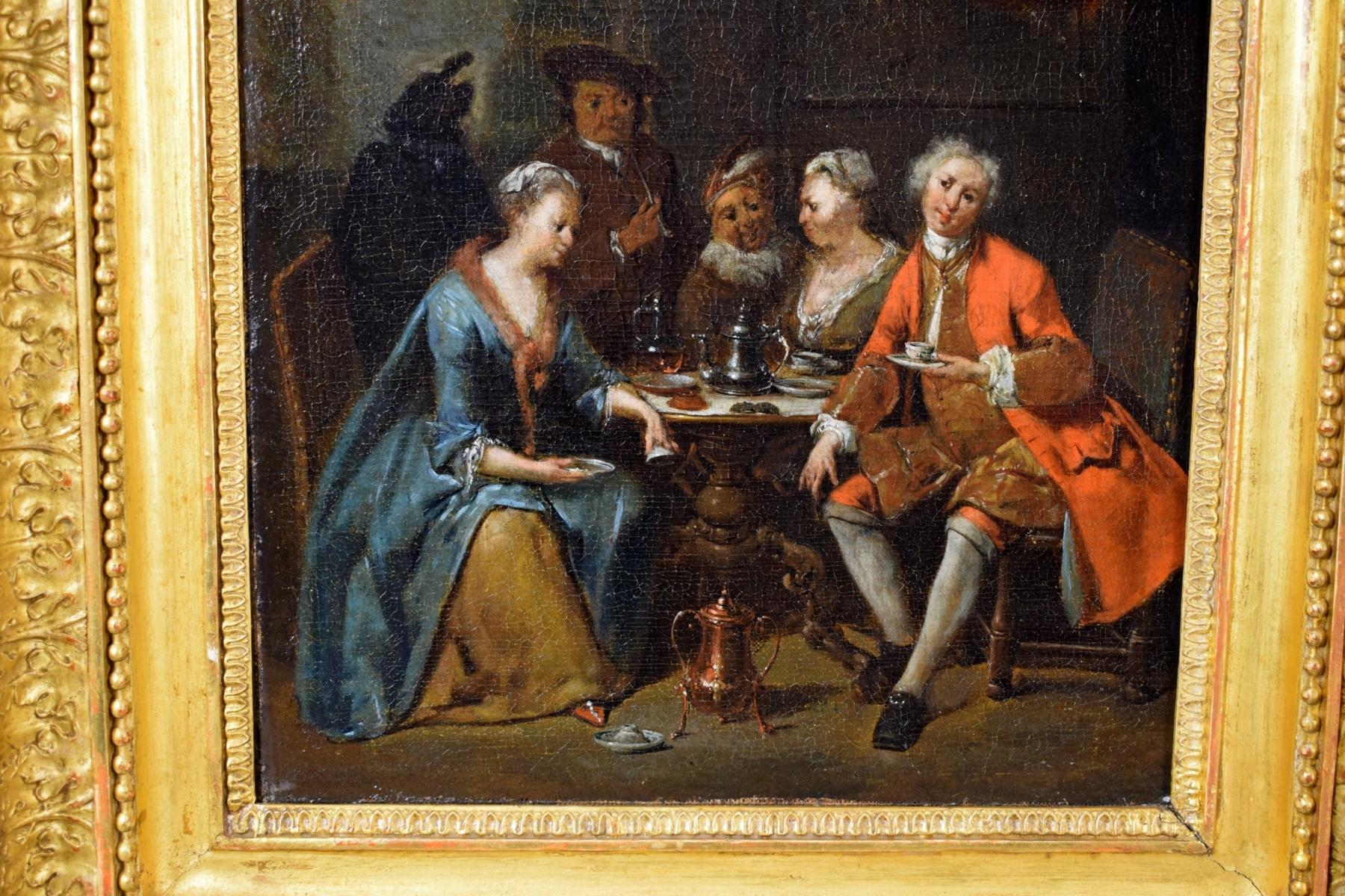 Peinture flamande du 18ème siècle, scène de banquet et de danse de Jan Baptist Lambrecht en vente 4