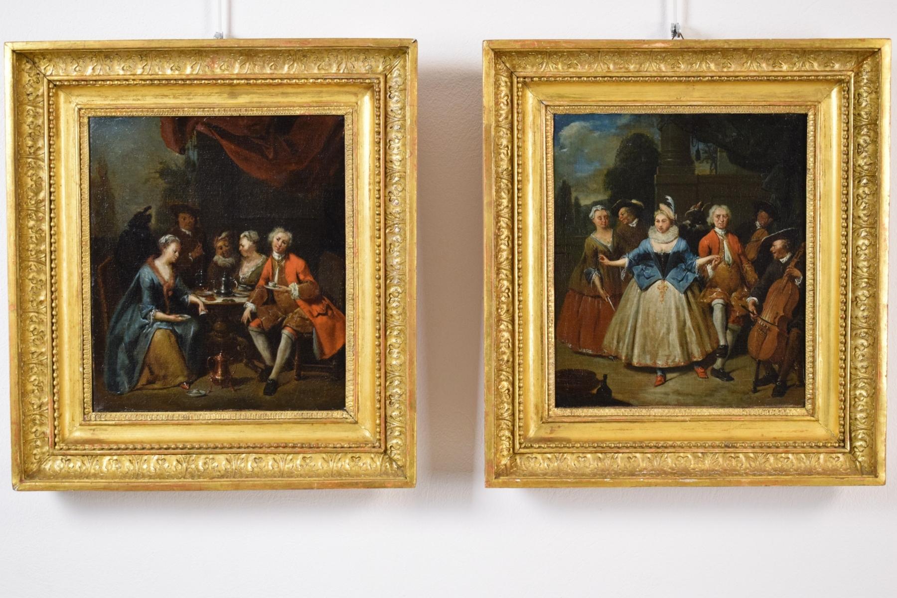 Peinture flamande du 18ème siècle, scène de banquet et de danse de Jan Baptist Lambrecht en vente 6