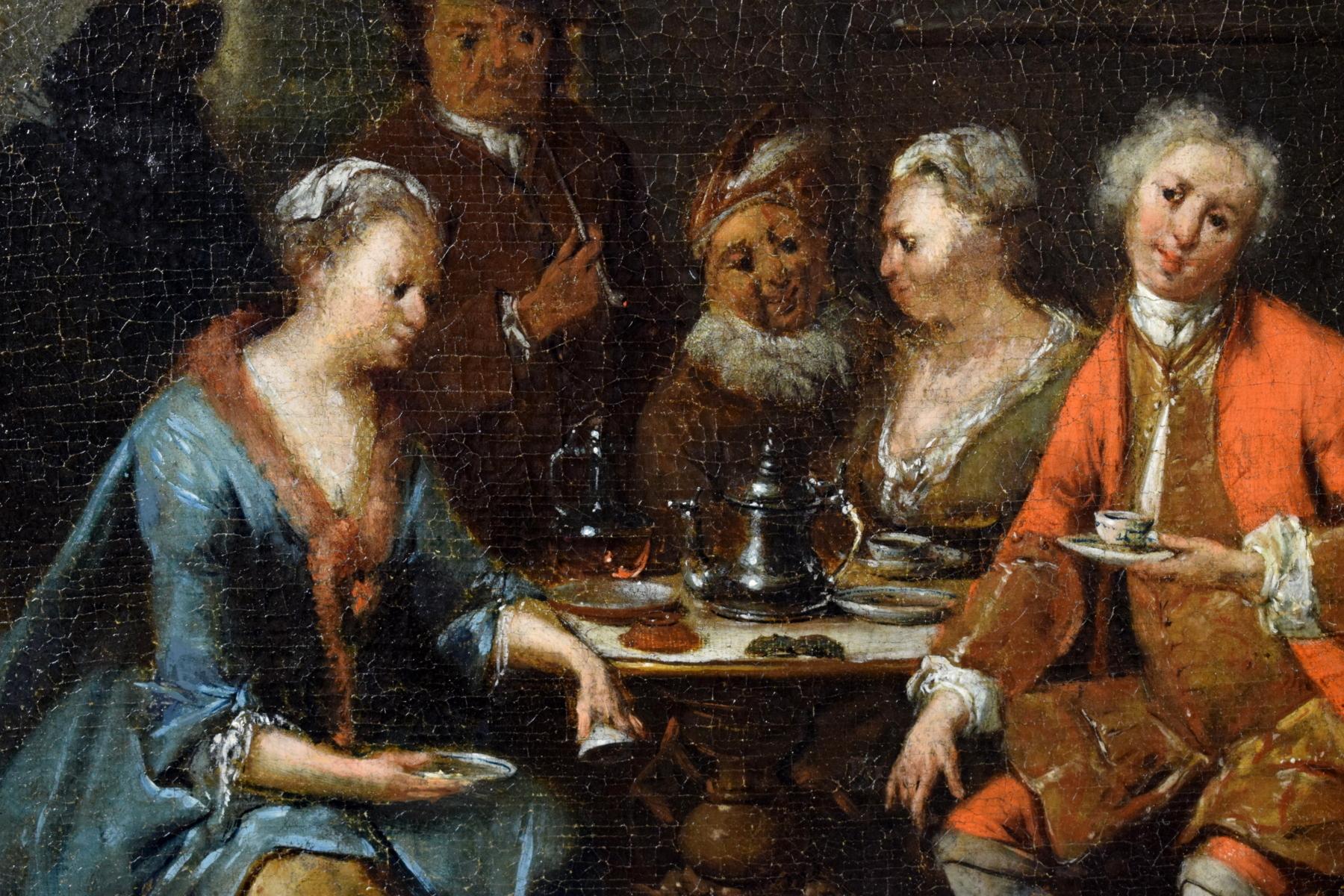 Peinture flamande du 18ème siècle, scène de banquet et de danse de Jan Baptist Lambrecht en vente 7