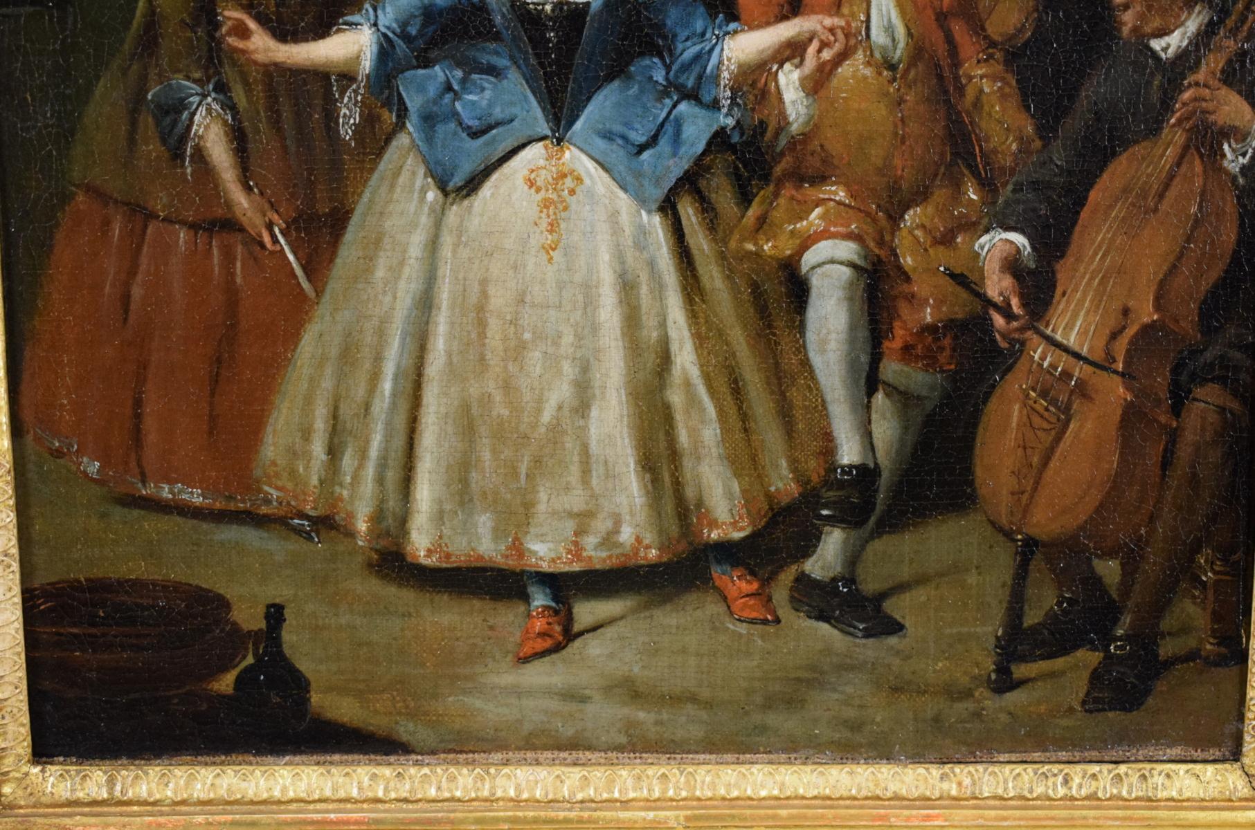 Peinture flamande du 18ème siècle, scène de banquet et de danse de Jan Baptist Lambrecht en vente 12