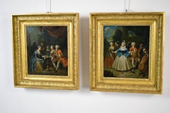 18th Century, Flemish Painting Banquet and Dance Scene by Jan Baptist Lambrecht