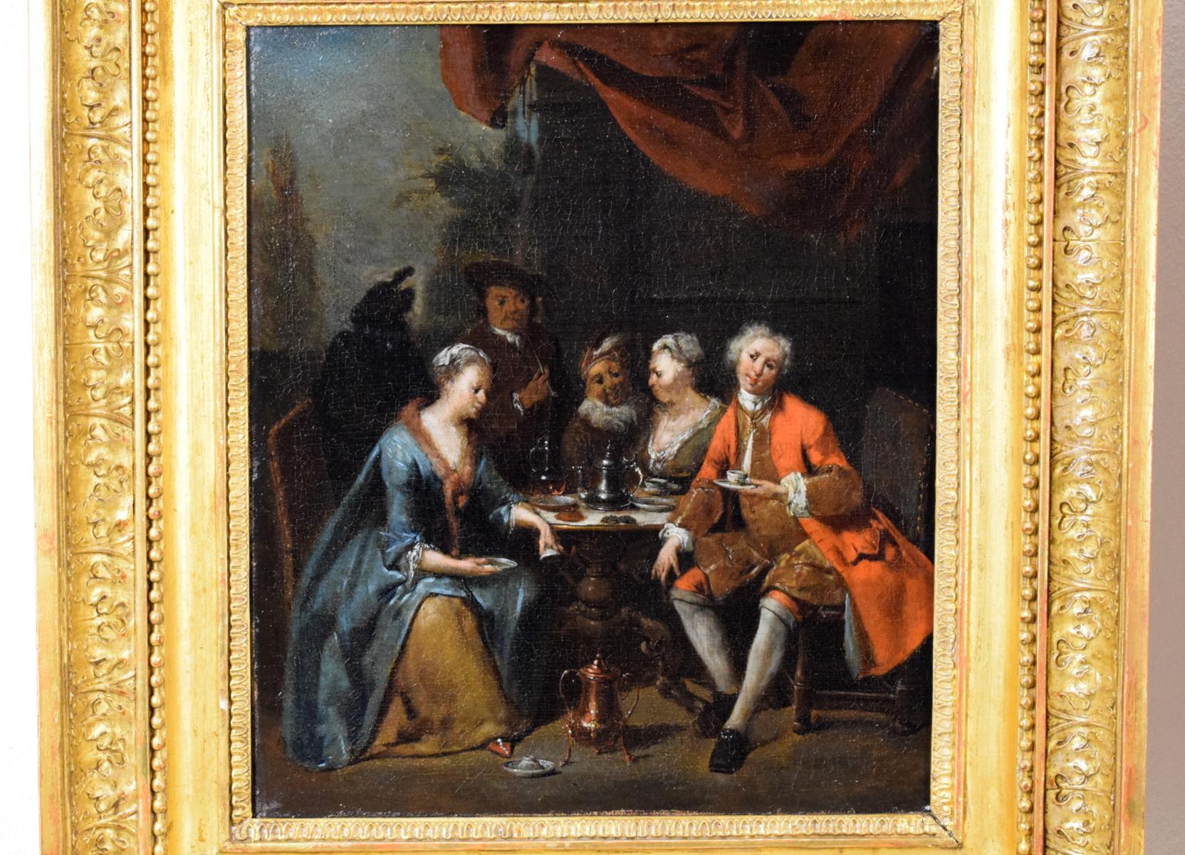 Peinture flamande du 18ème siècle, scène de banquet et de danse de Jan Baptist Lambrecht en vente 2