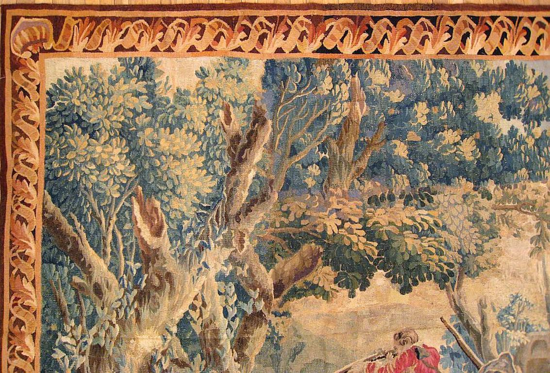 European 18th Century Flemish Pastoral Hunting Tapestry