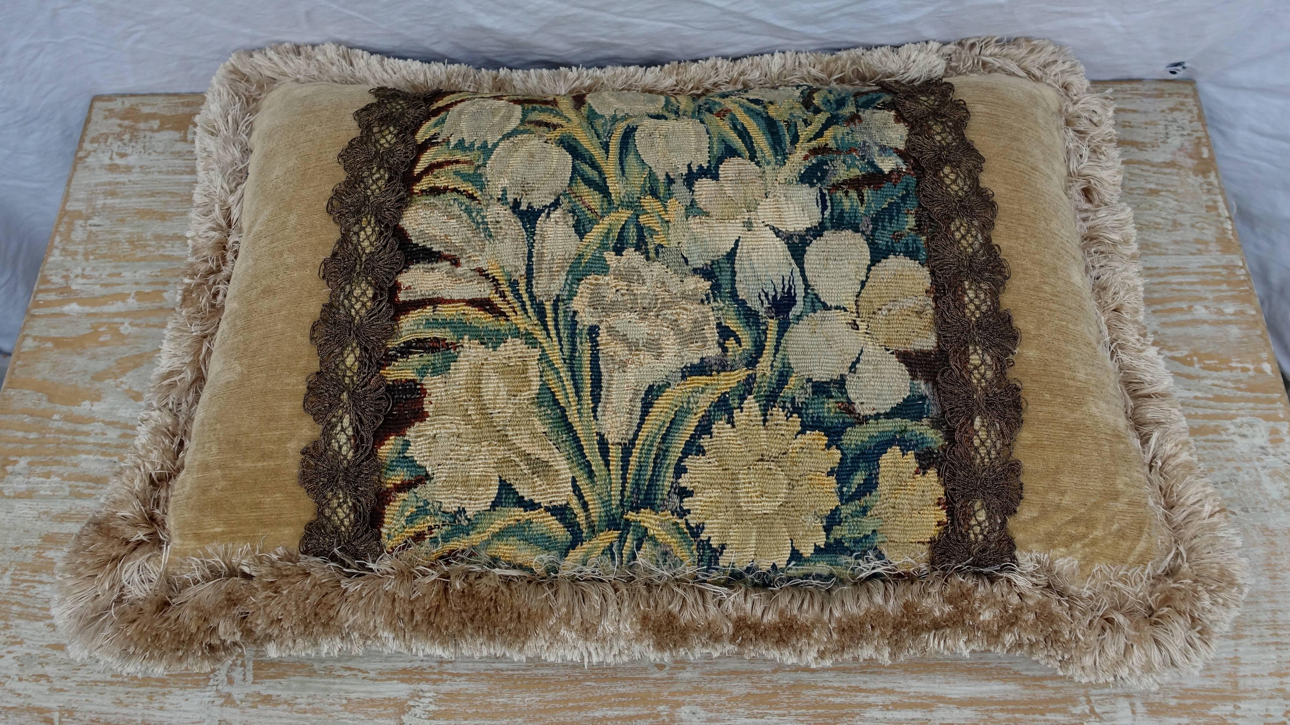 18th Century Flemish Tapestry Pillows, Pair 1