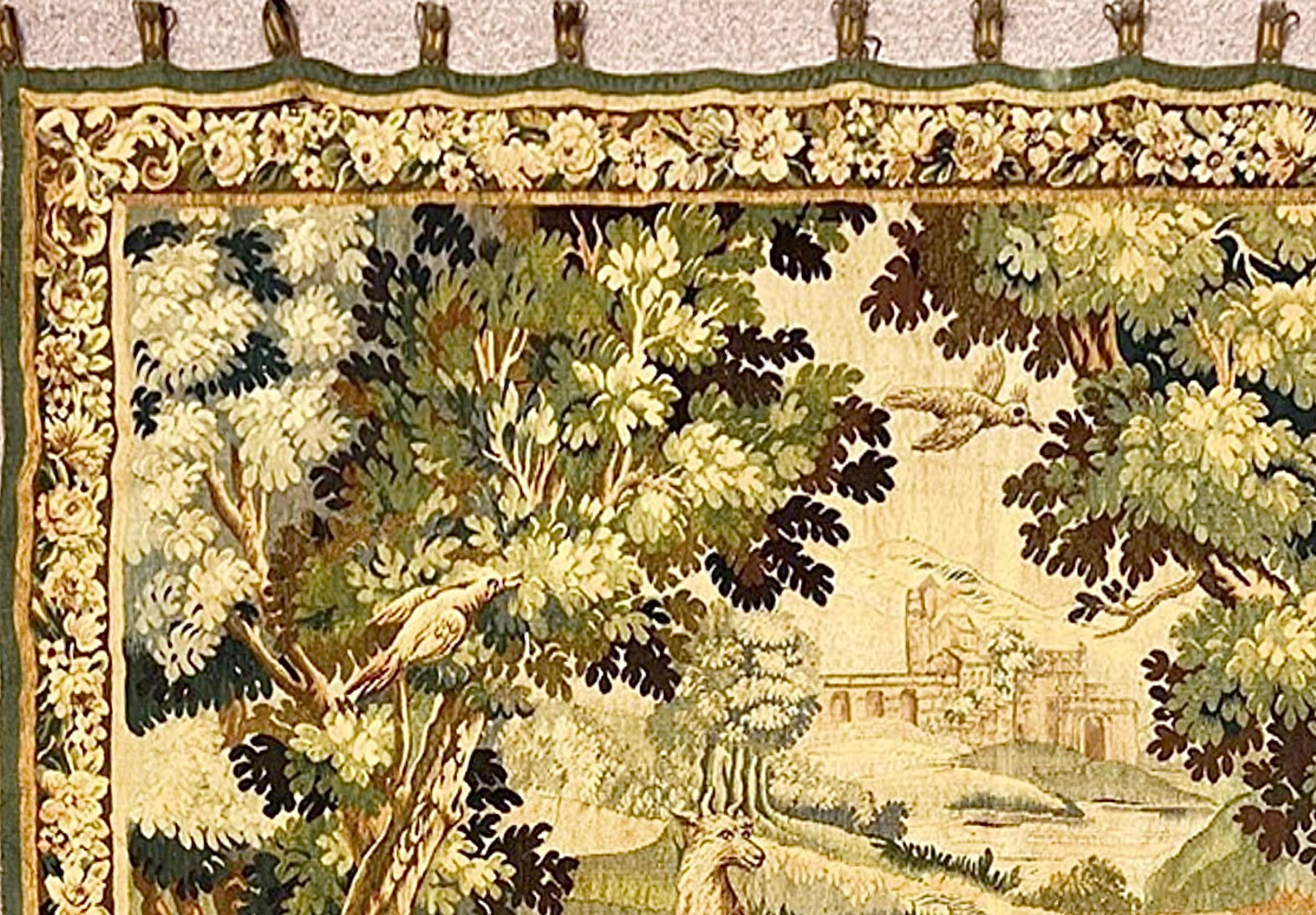18th Century Flemish Verdue Wall Tapestry In Fair Condition For Sale In Bradenton, FL