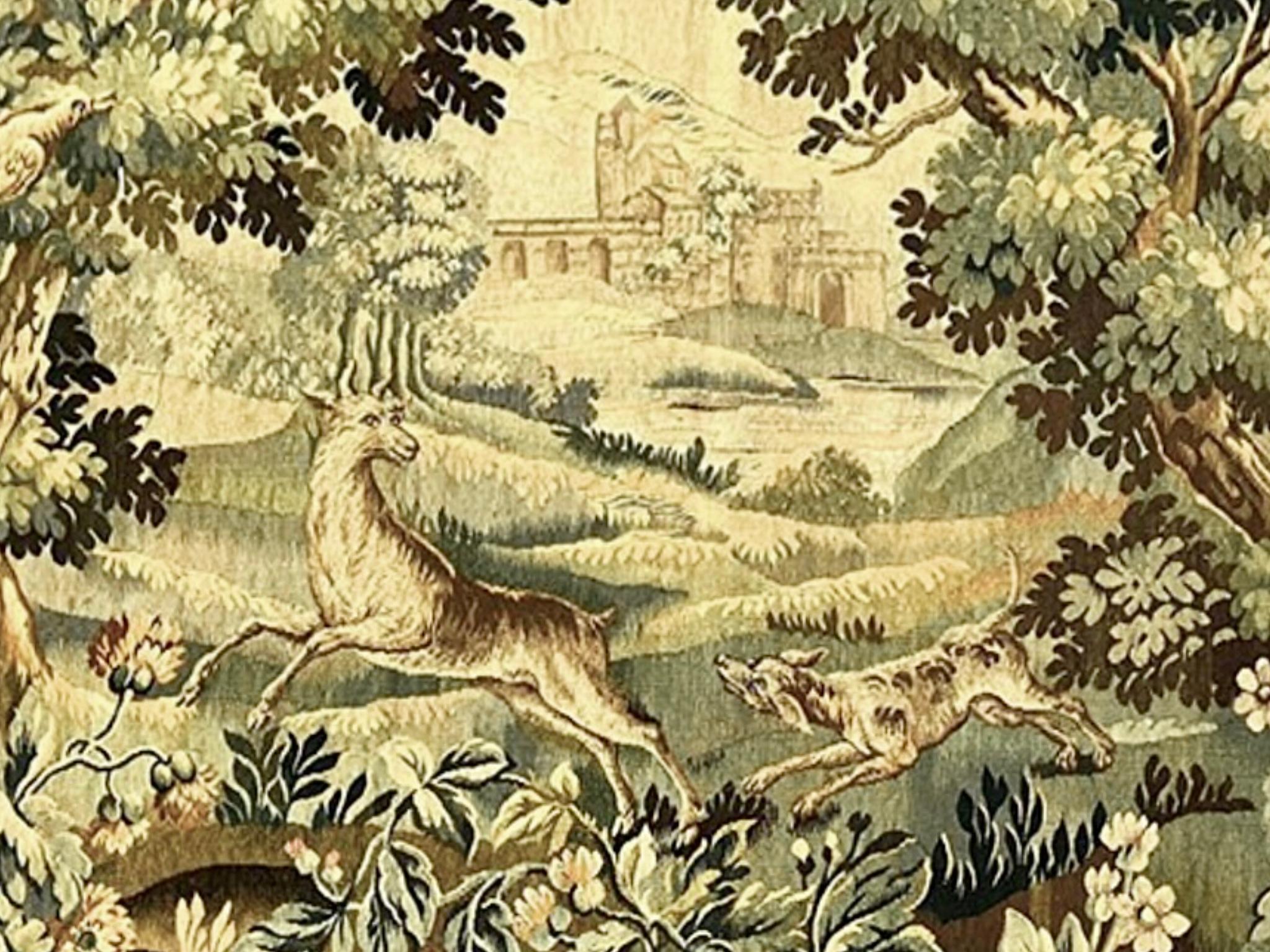 18th Century Flemish Verdue Wall Tapestry For Sale 1