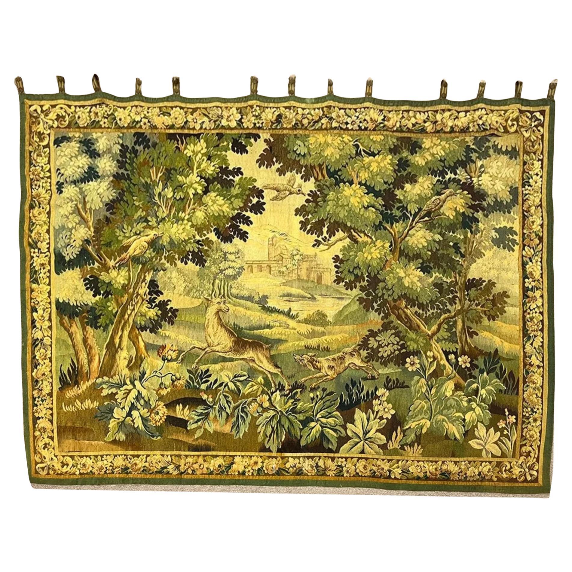18th Century Flemish Verdue Wall Tapestry