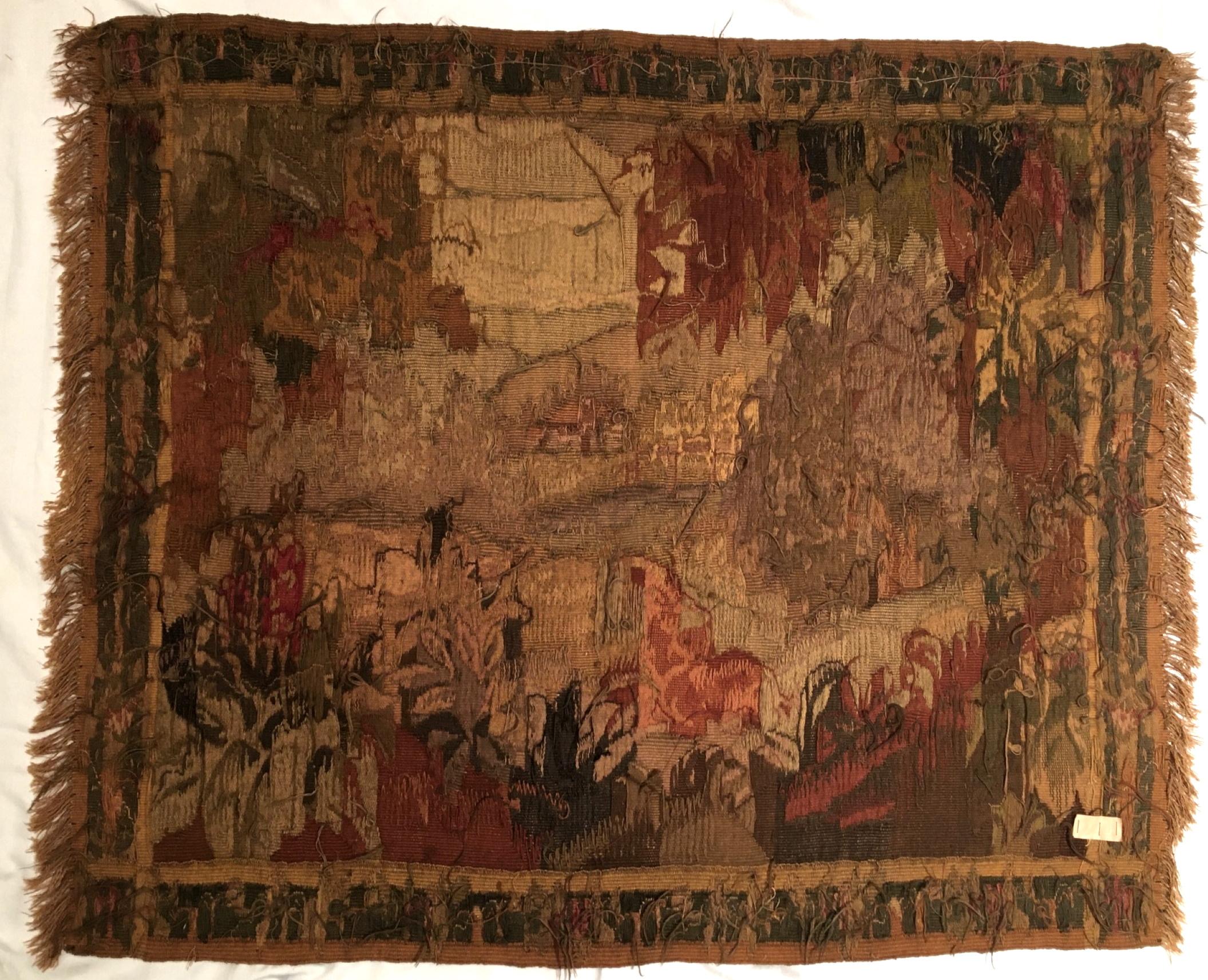 18th Century Flemish Verdure Scenic Landscape Tapestry 6