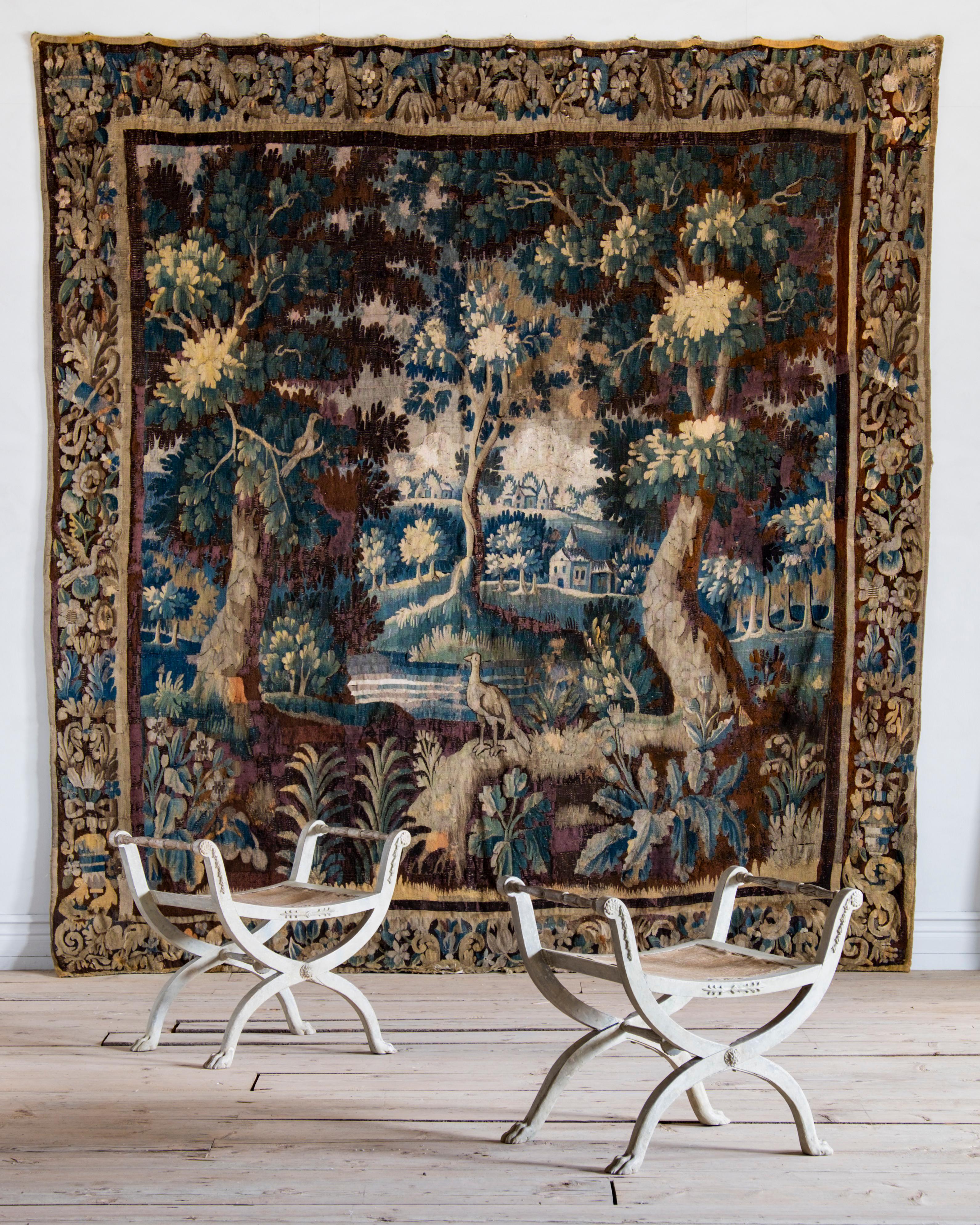 Hand-Woven 18th Century Flemish “Verdure” Tapestry