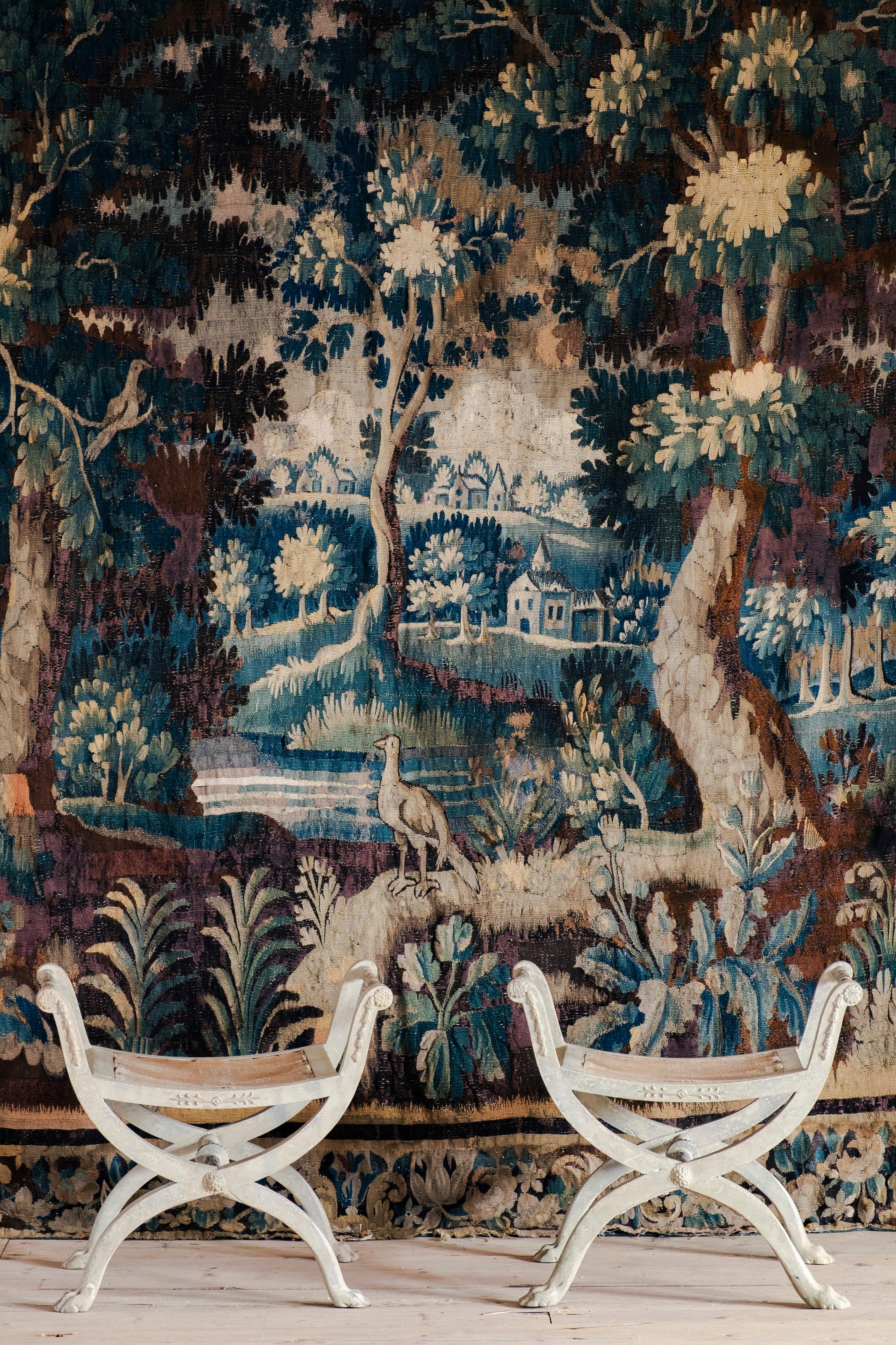 18th Century Flemish “Verdure” Tapestry In Fair Condition In Mjöhult, SE