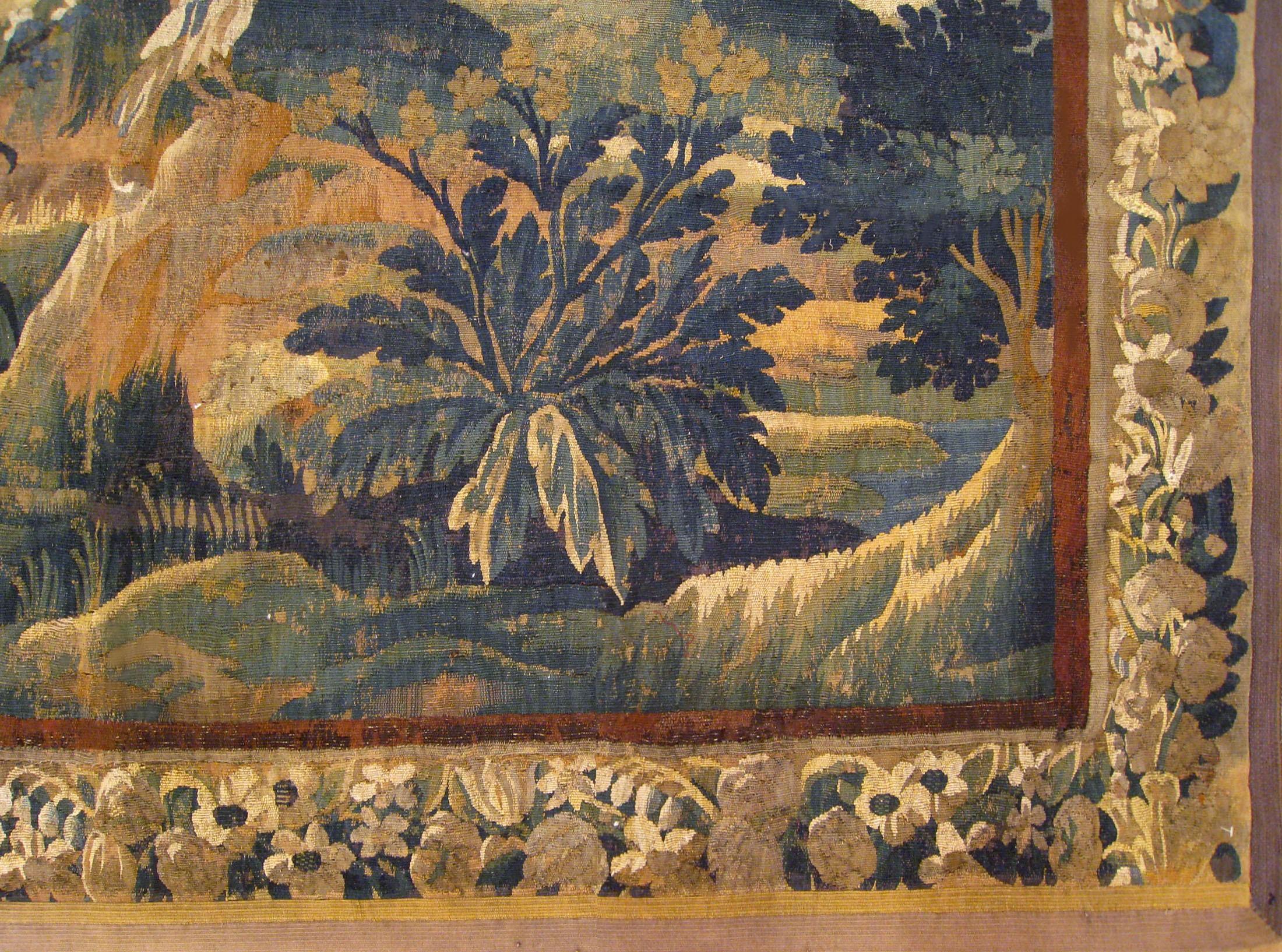18th Century Flemish Verdure Tapestry, with a Bird in a Woodland Setting In Good Condition In New York, NY