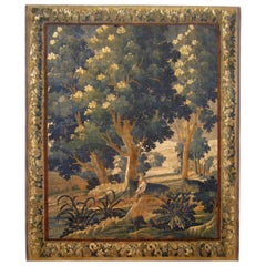 Antique 18th Century Flemish Verdure Tapestry, with a Bird in a Woodland Setting