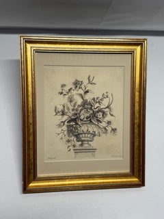 18th Century, Floral Bouquet In Neoclassical Urn Etching by P. Glazier