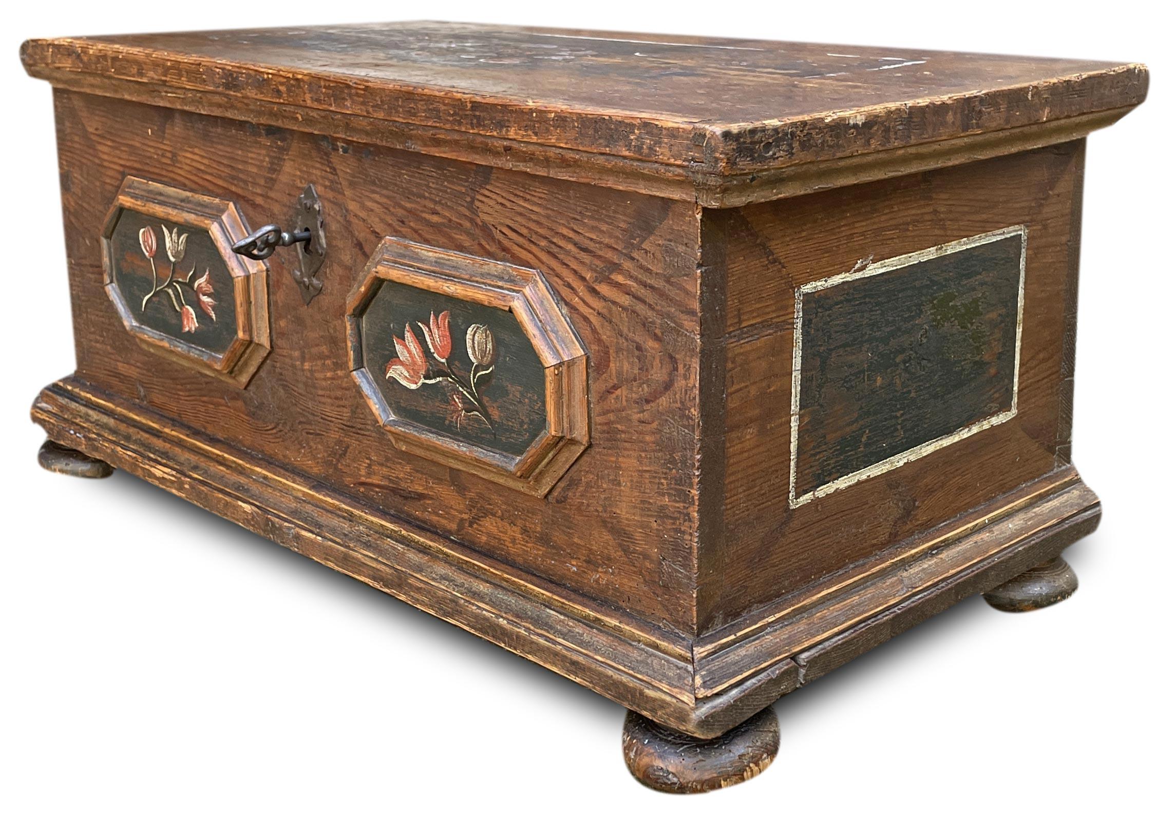 Late 18th Century 18th Century Floral Painted Blanket Chest