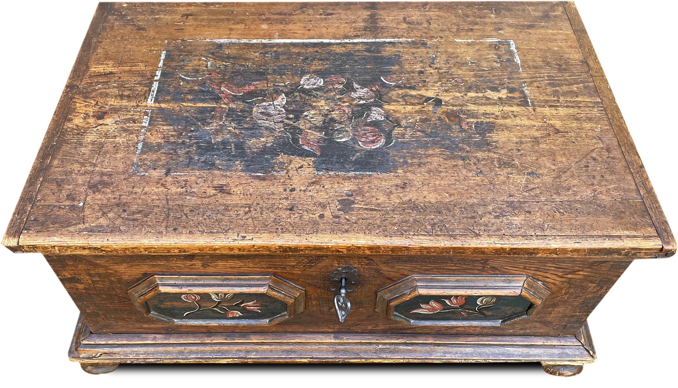 18th Century Floral Painted Blanket Chest 1