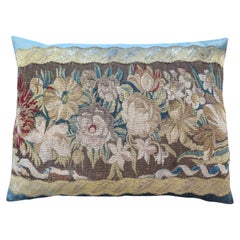 18. Jahrhundert Floral Tapestry Fragment Kissen