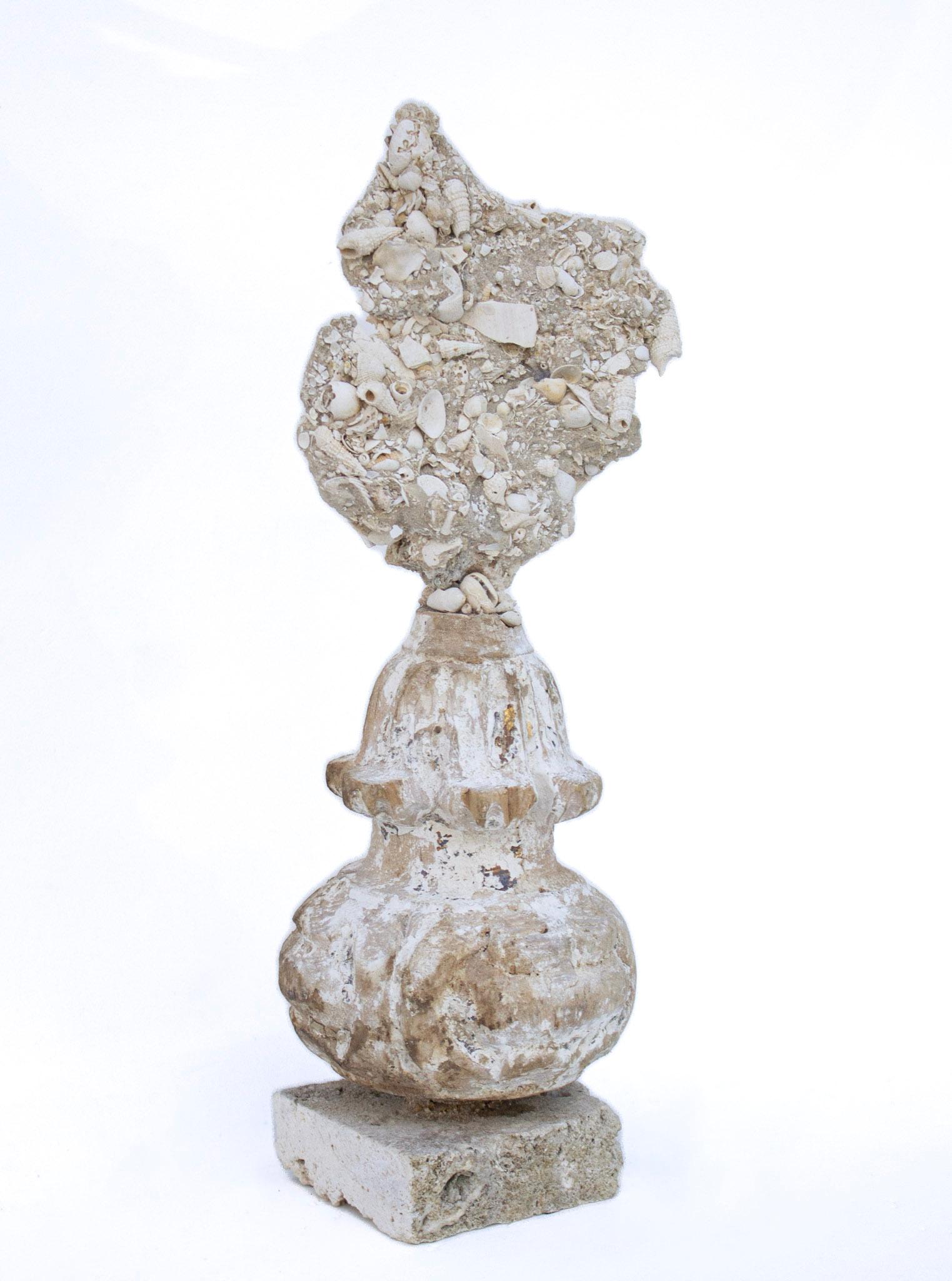 Hand-Carved 18th Century 'Florence Fragment' Base with Fossil Shells in Matrix For Sale