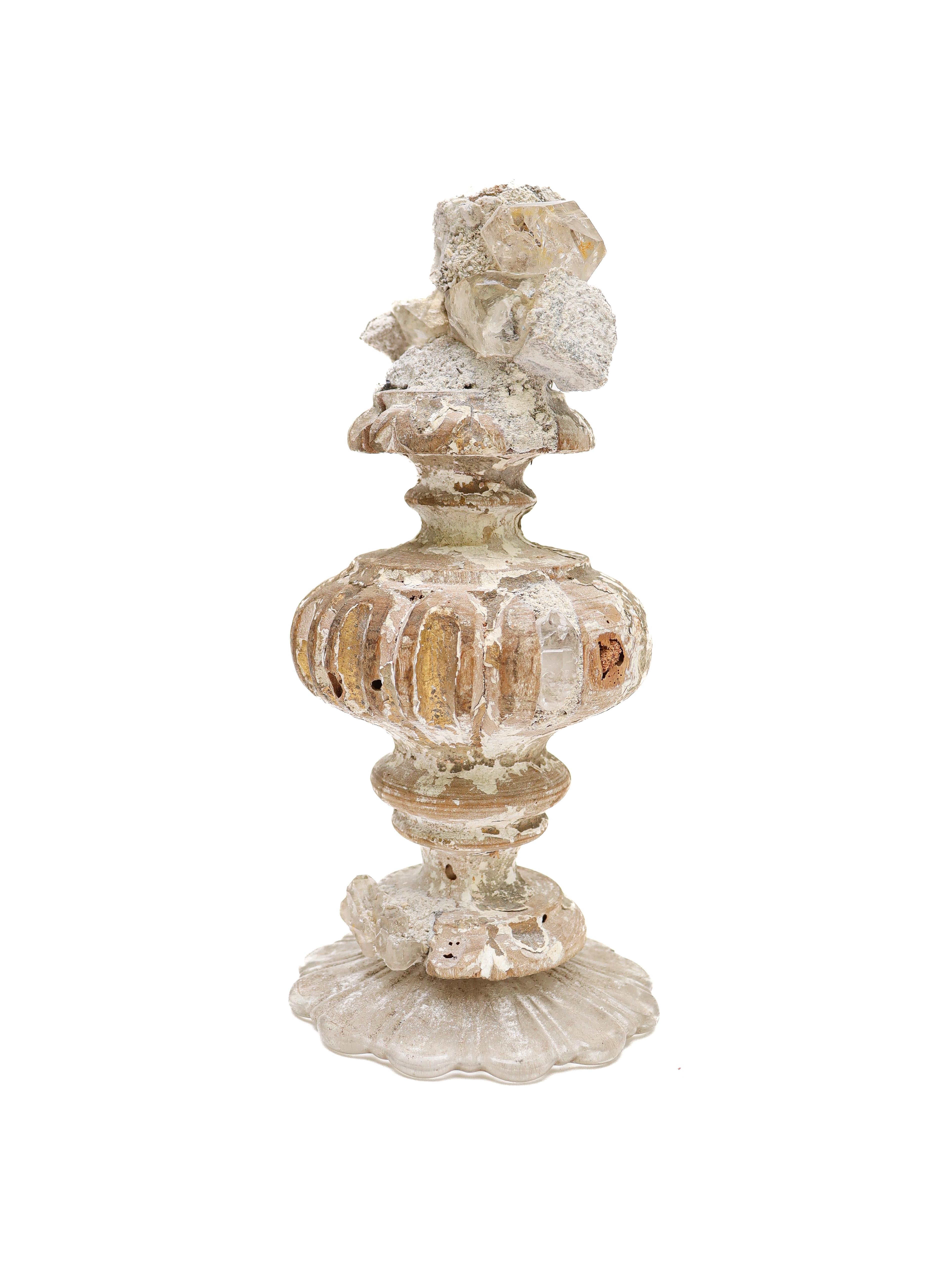 Hand-Carved 18th Century 'Florence Fragment' with a Calcite Crystal Cluster on Bobeche For Sale