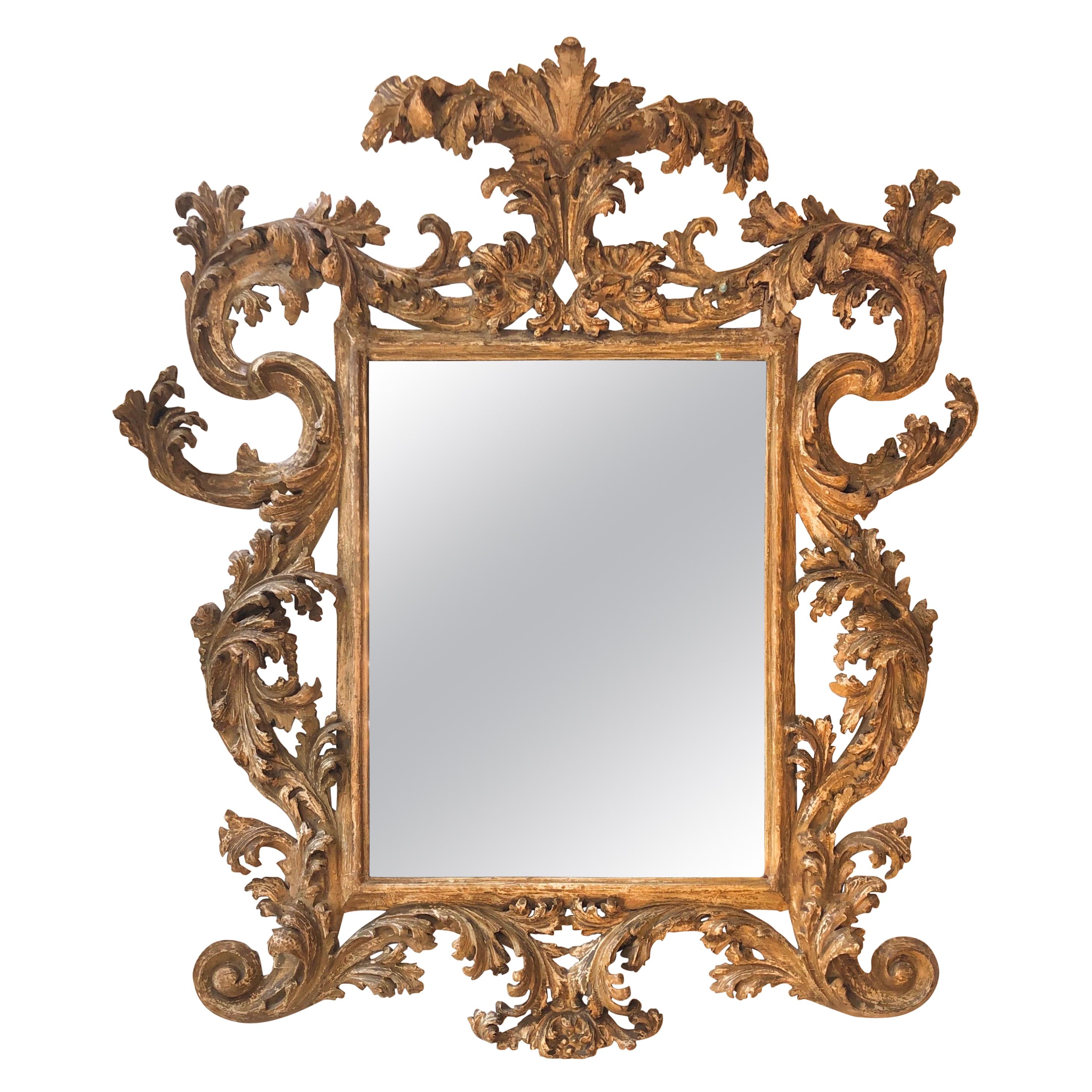 18th Century Florentine Mirror with an Elegant Worn Finish