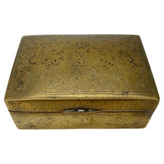 18th Century Flower Decorated Brass Jewelry Box
