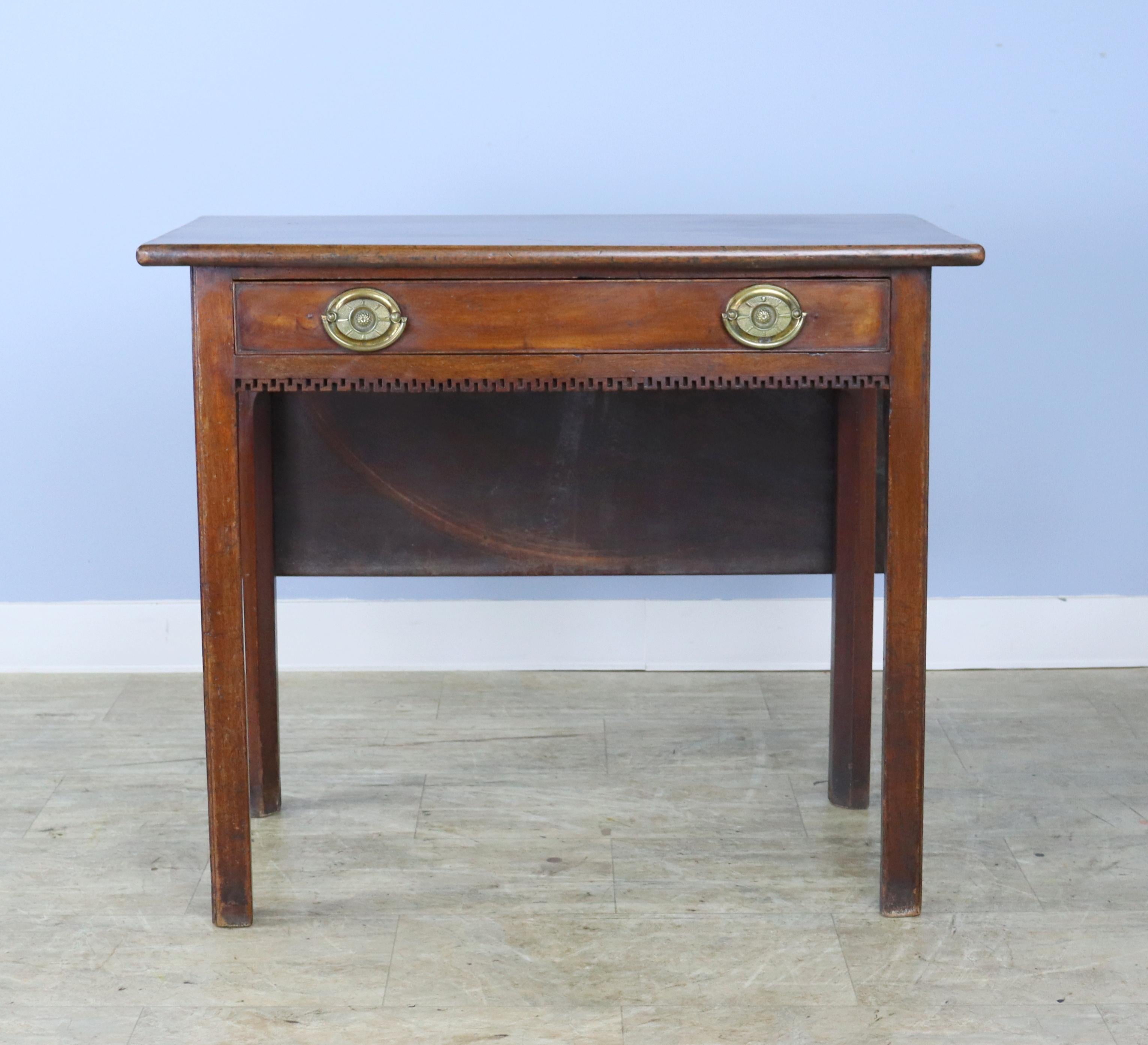 English 18th Century Folding Georgian Tea Table with Dentil Molding For Sale