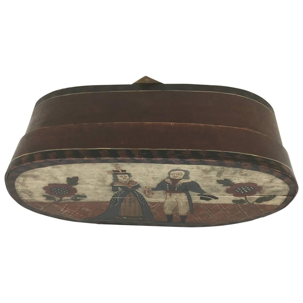 Artisanat Boîte à chapeau ou à mèche d'art populaire scandinave du 18e siècle en vente