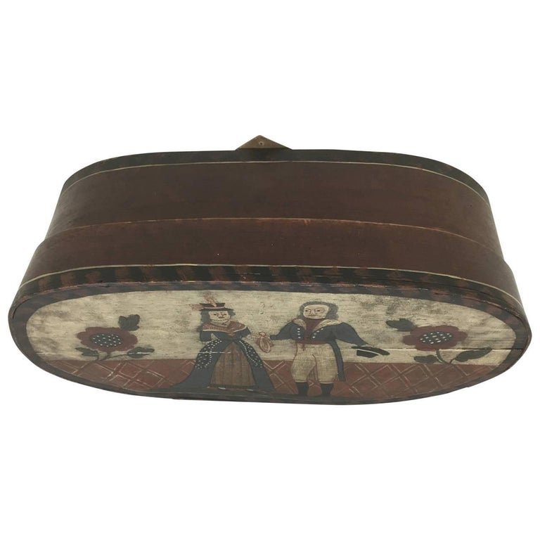 Danish Scandinavian 18th Century Folk Art Hat Or Wick Box For Sale