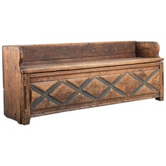 18th Century Folk Art Rustic Bench from Dalarna Sweden