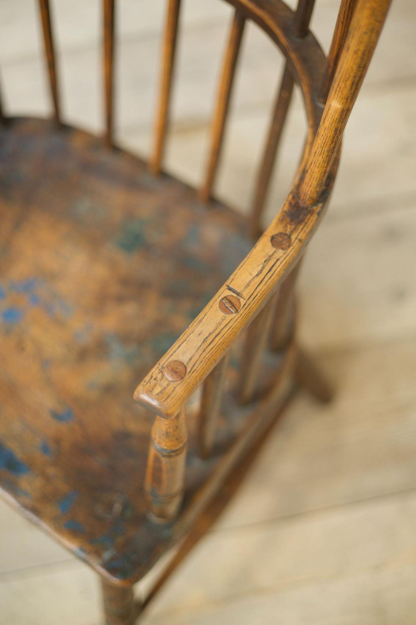 Ash 18th Century Folk Art Stick Back Windsor Chair