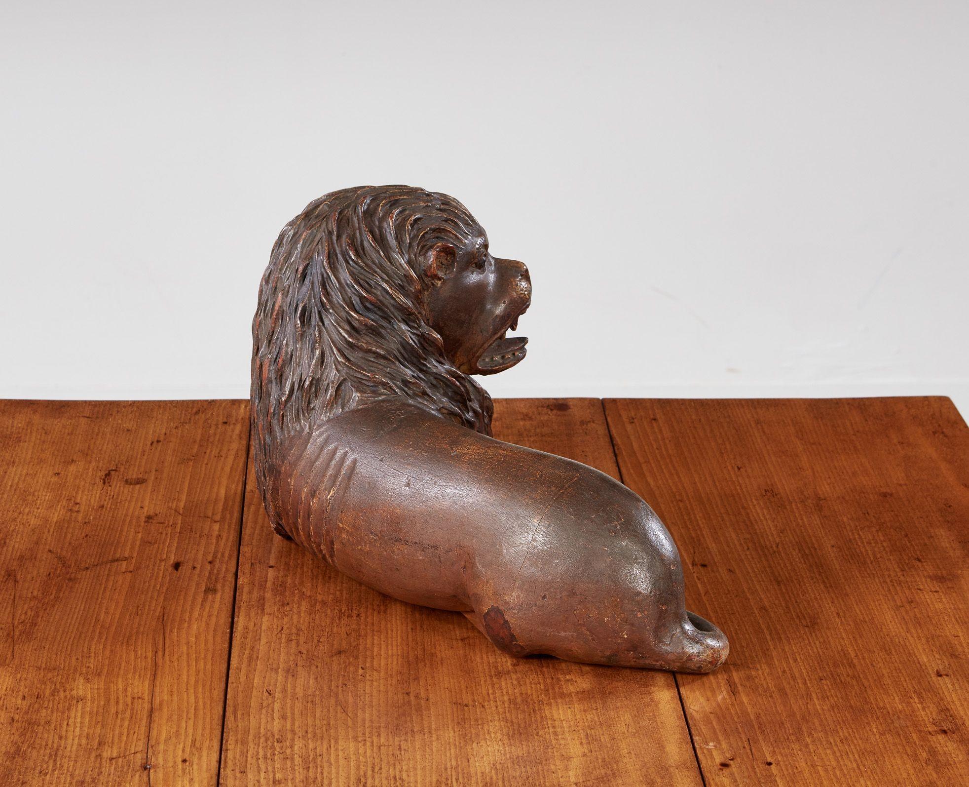 18th Century Folk Carved Lion For Sale 6