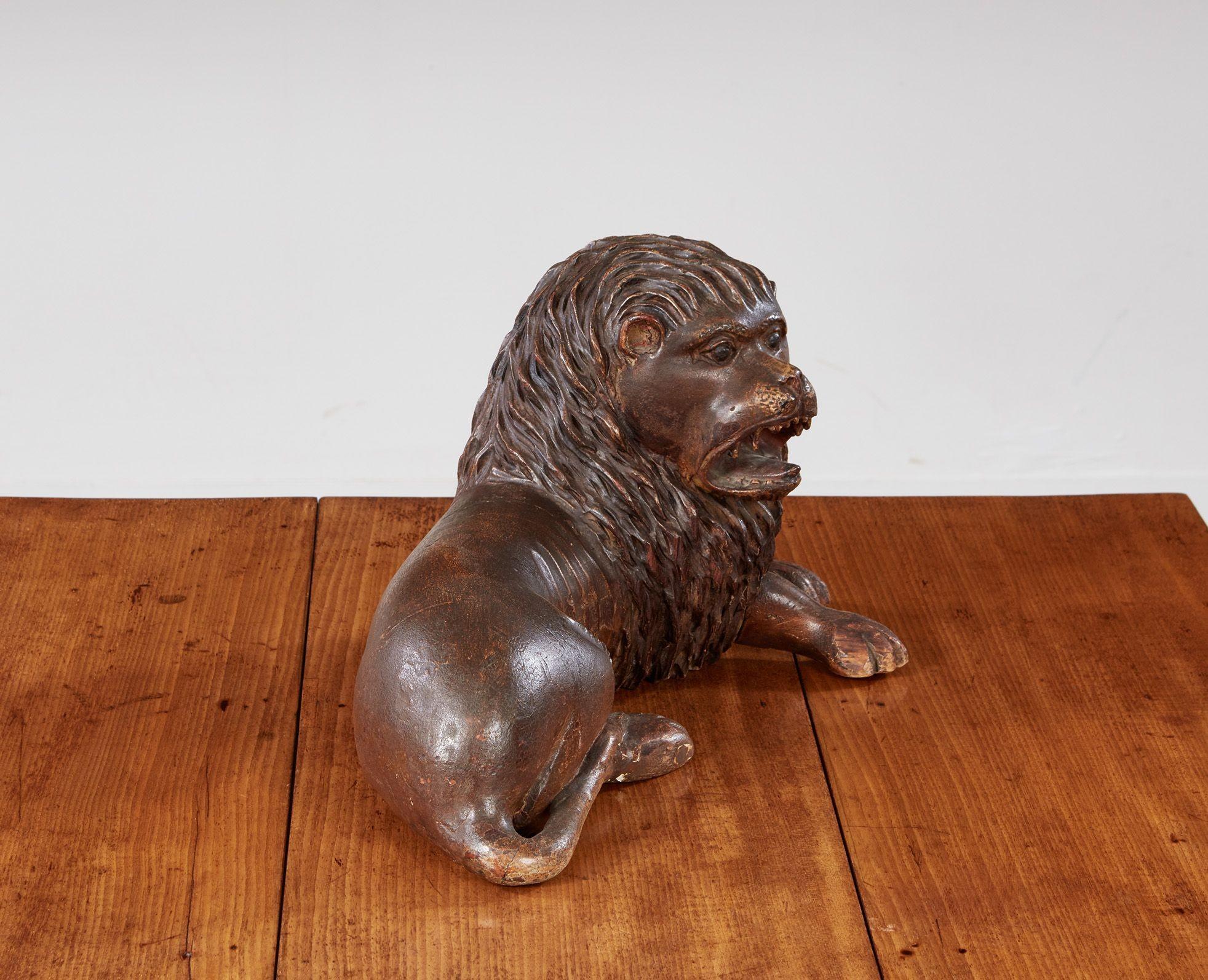 18th Century Folk Carved Lion For Sale 1