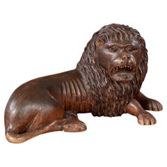 18th Century Folk Carved Lion