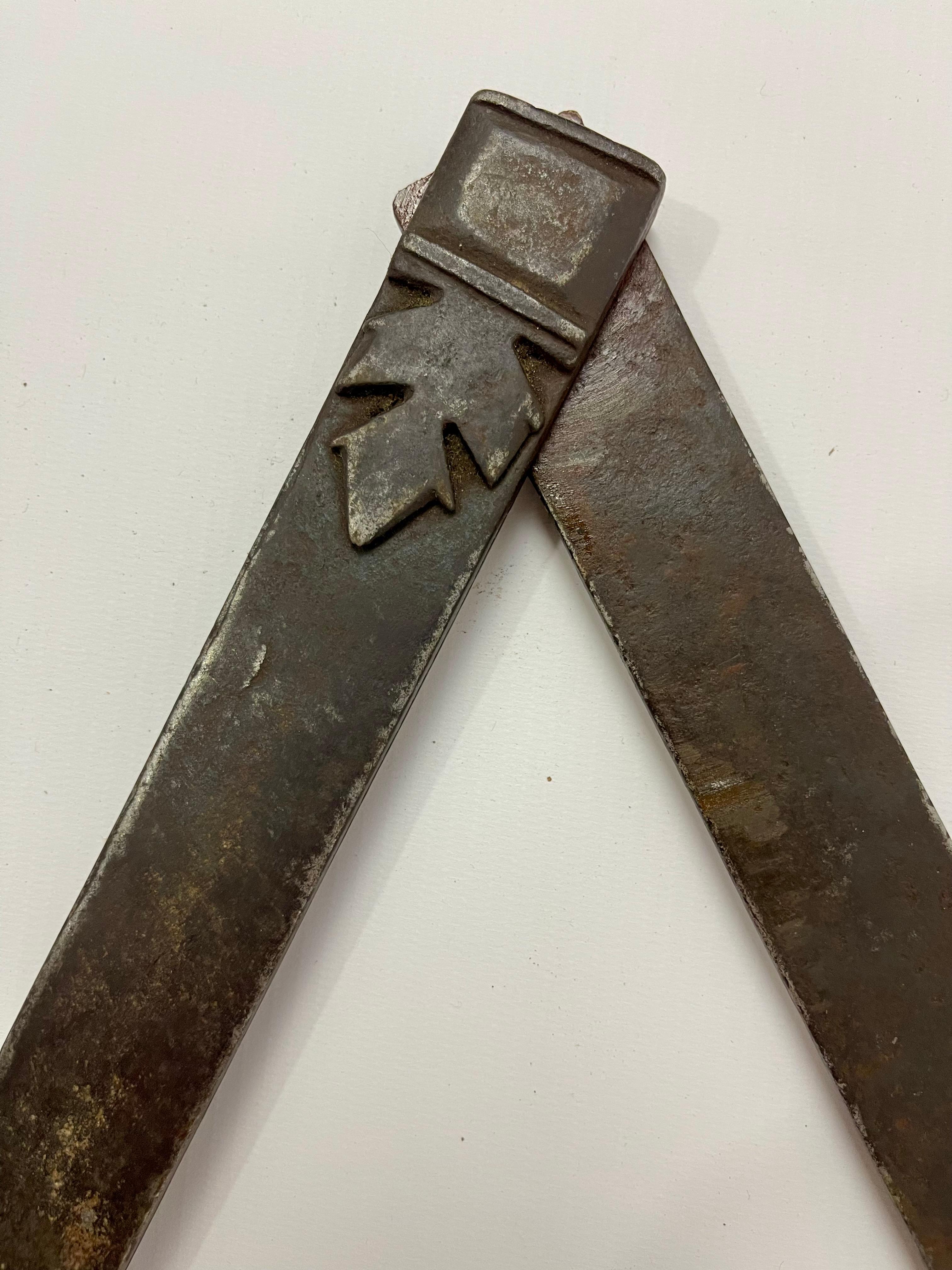 18th Century Forged Steel Masonic Compass – A Rare Tool of Master Builders and F For Sale 2