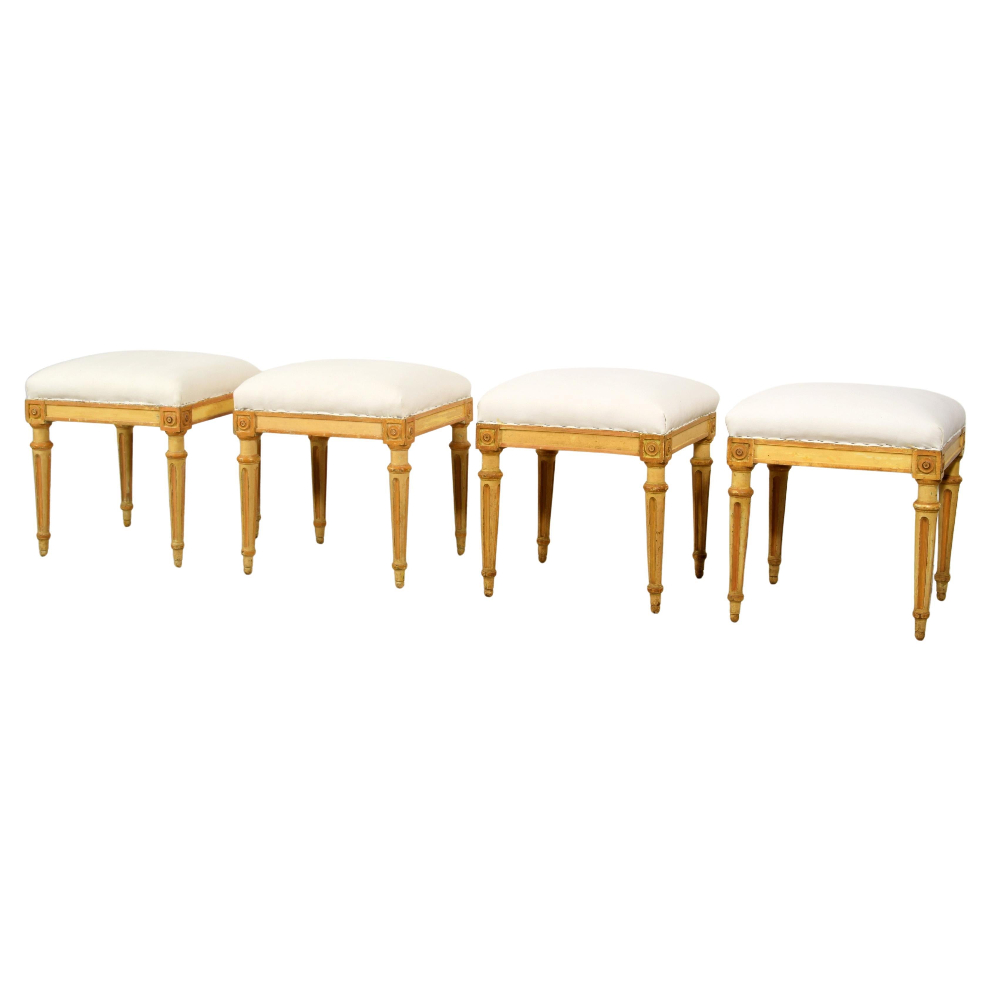 18th century, Four Italian Lacquered Wood Stools