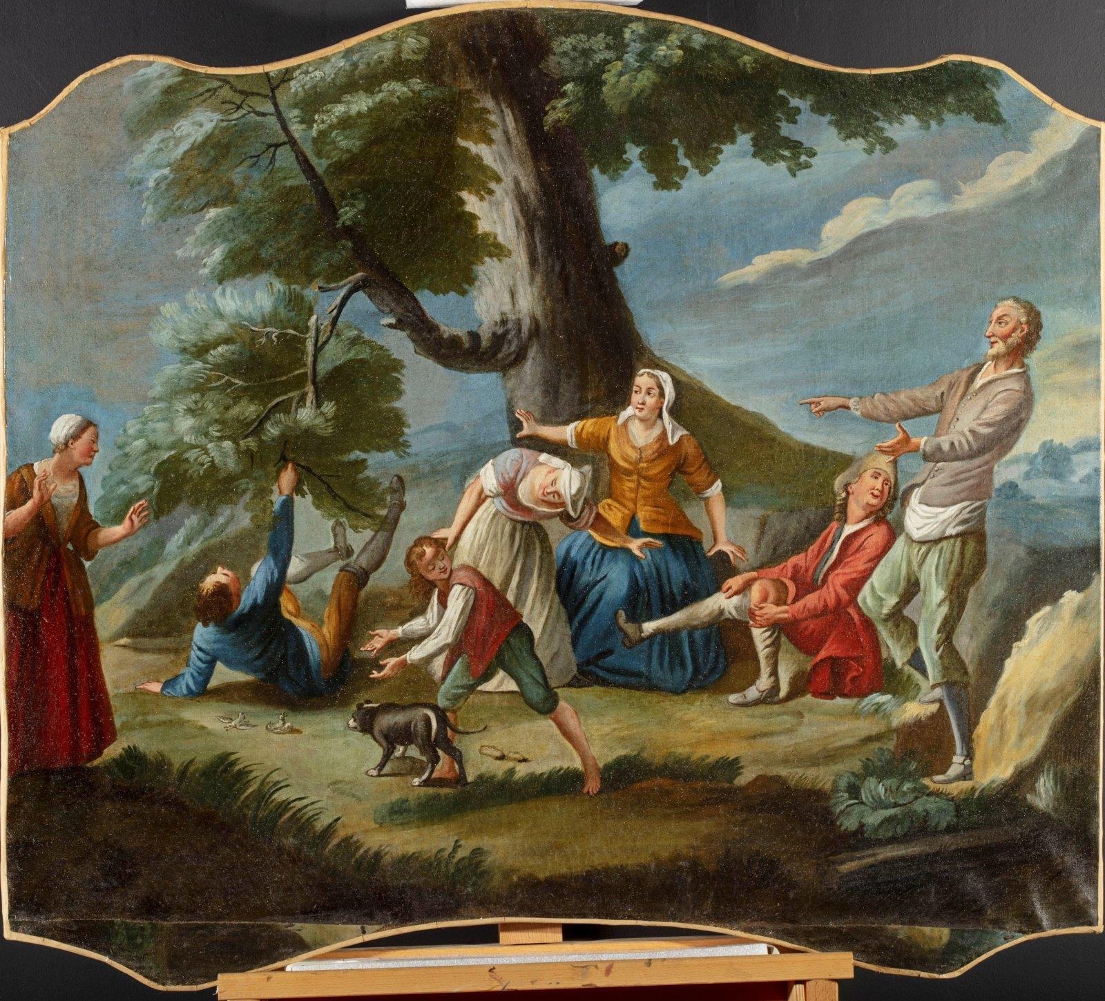 18ème siècle:: Quatre tableaux italiens avec des scènes animées dans un paysage 2