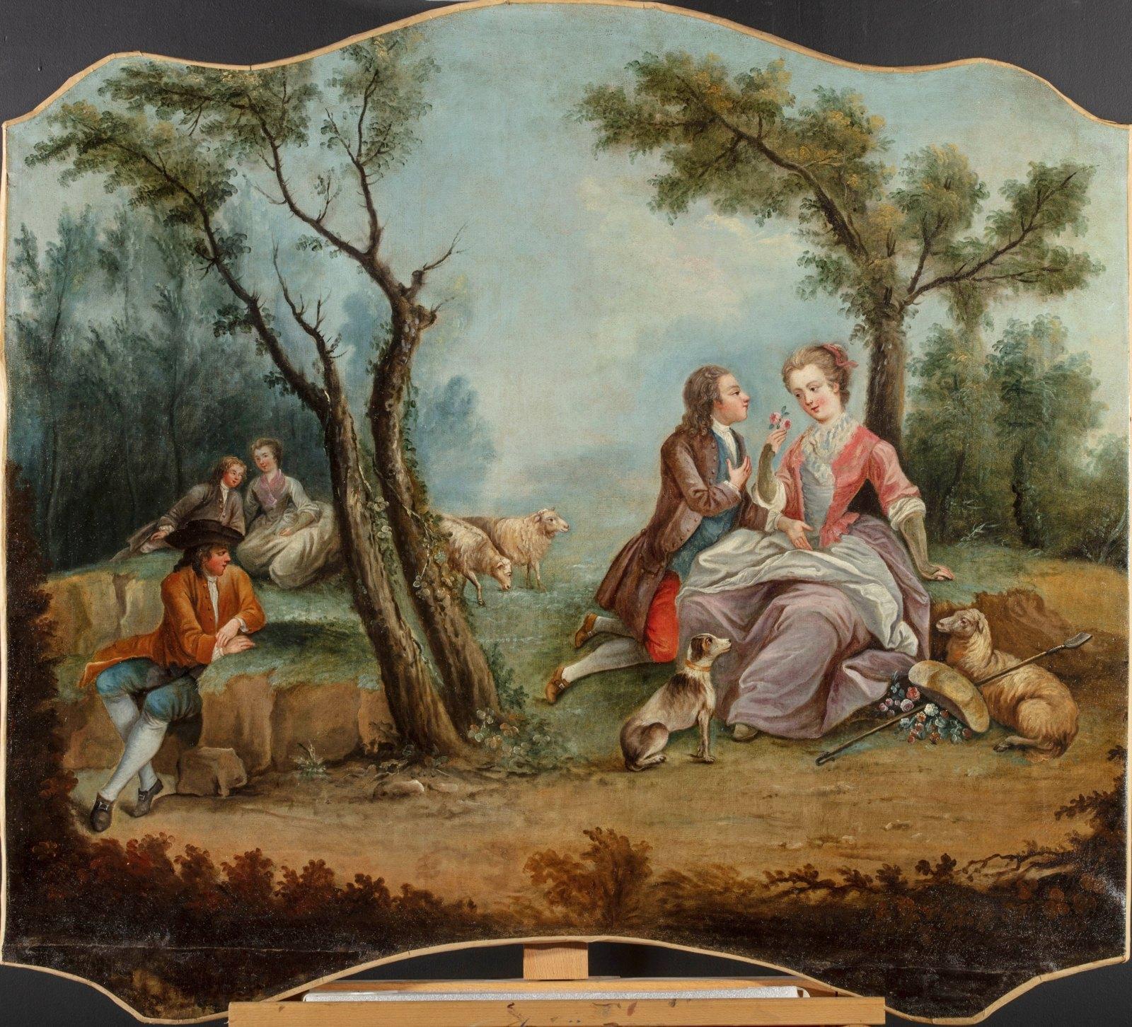 18ème siècle:: Quatre tableaux italiens avec des scènes animées dans un paysage 3