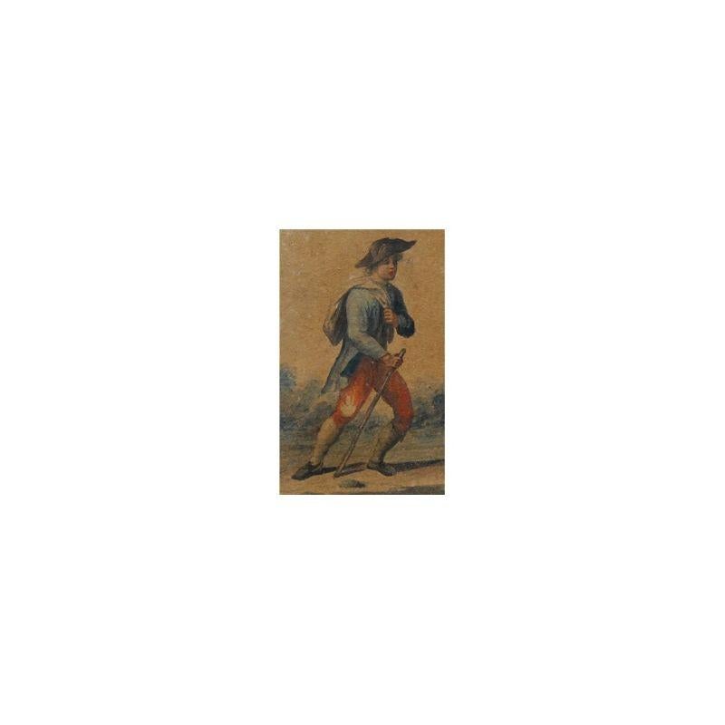 Vier ländliche Szenen aus dem 18. Jahrhundert, Gemälde Tempera auf Papier im Angebot 5