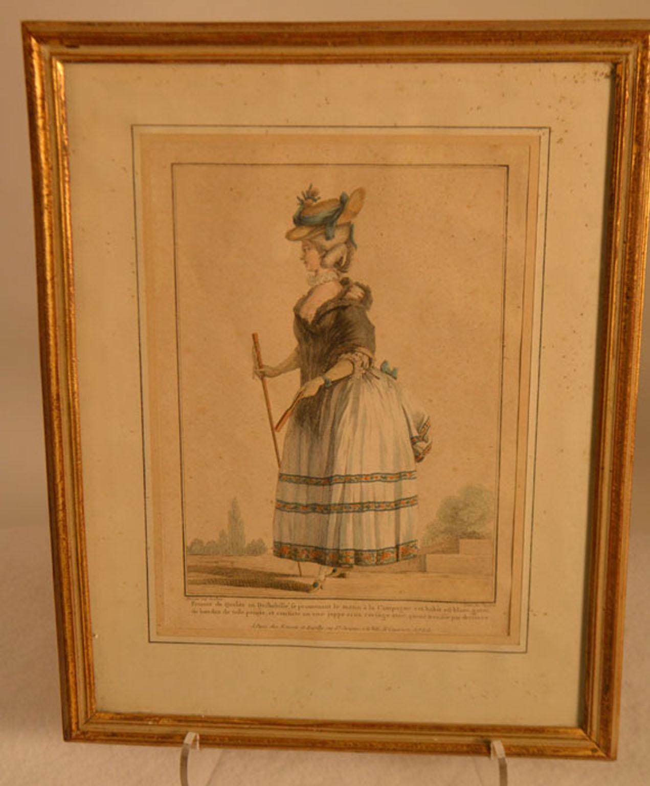 18th Century Framed Fashion Engraving In Good Condition For Sale In Vista, CA